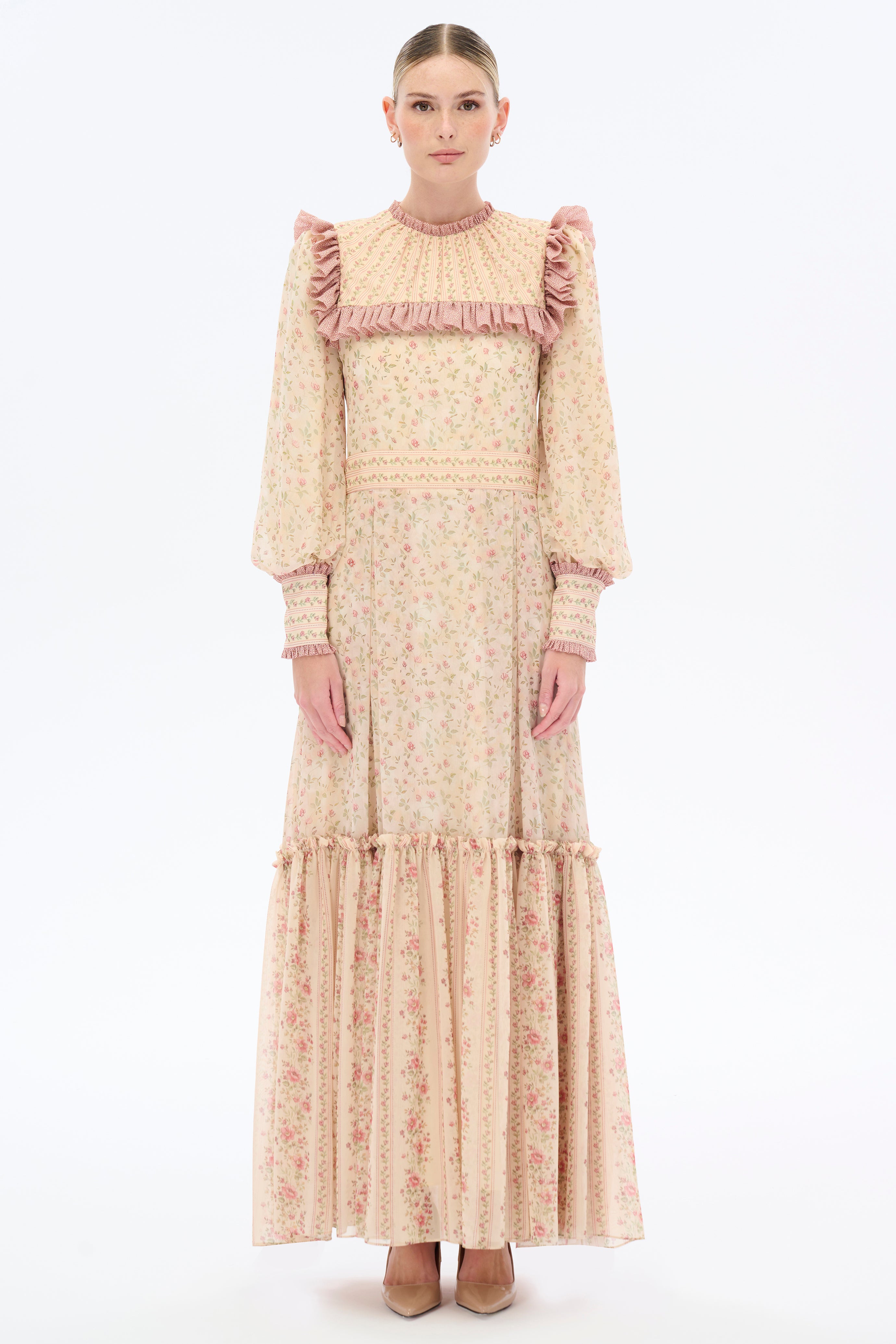 Floral Printed Dress for Women - Elegant Beige Summer Dress for Casual Outings, Beach Vacations & Date Nights