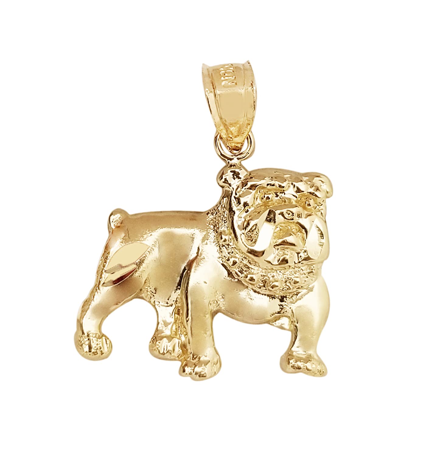 10K Yellow Gold Bulldog Pendant Charm - Solid Gold Dog Necklace for Men & Women - Perfect for Gifts, Pet Lovers, and Everyday Wear