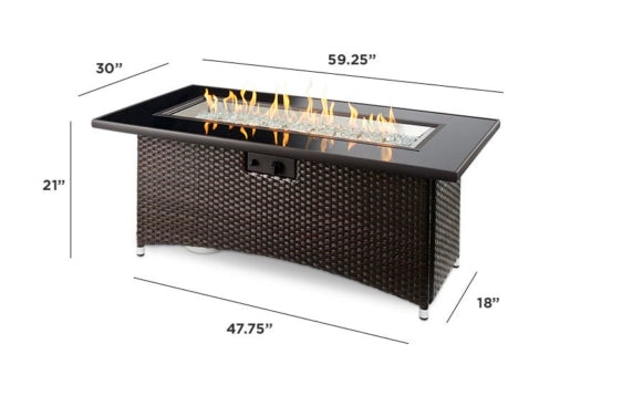 The Outdoor Greatroom Company Montego Linear Gas Fire Pit Table - Modern Patio Heater for Backyard, Deck & Outdoor Living Spaces - Perfect for Entertaining & Relaxing