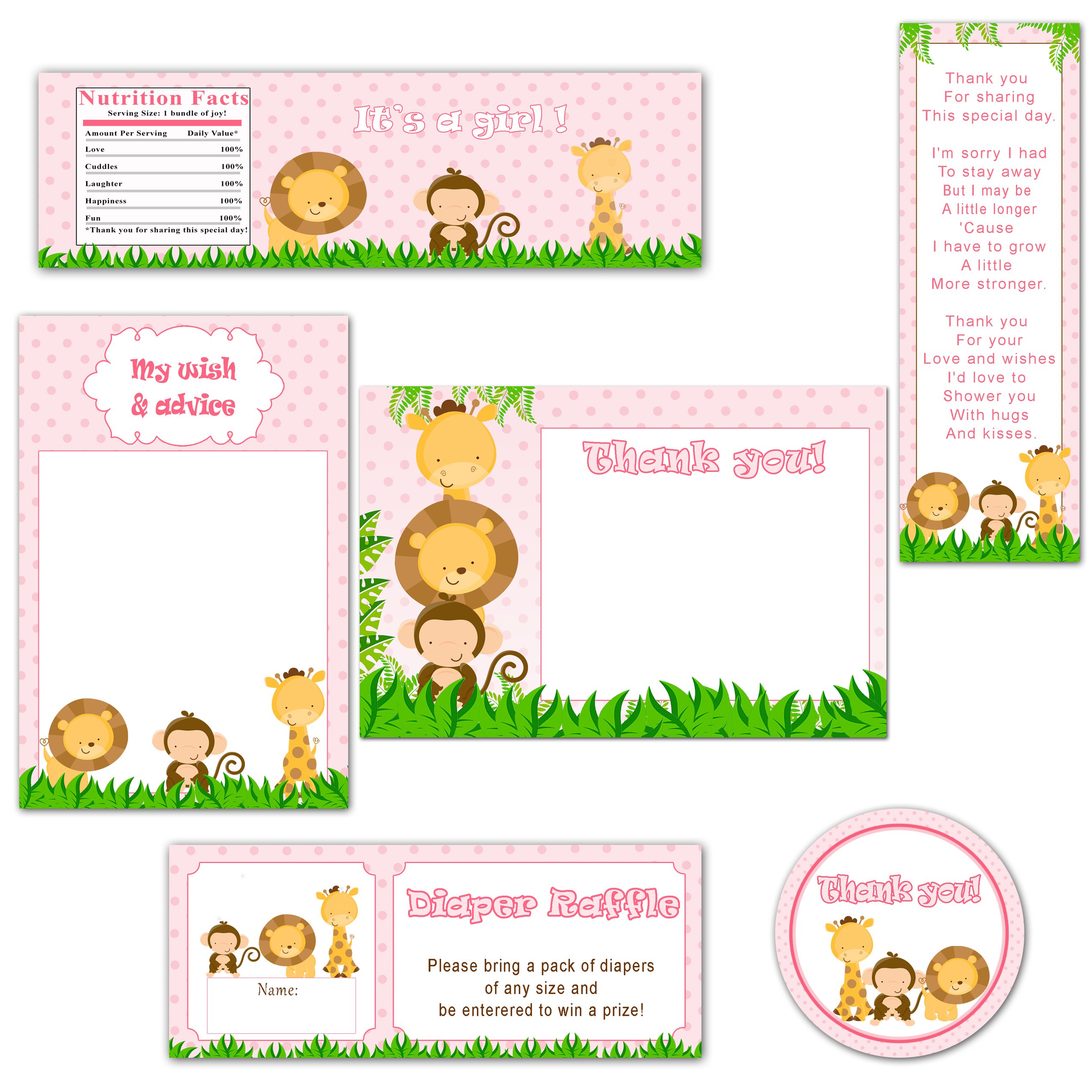 Pink Jungle Themed Baby Shower Party Decorations Set for Girls - Perfect for Birthday Celebrations, Gender Reveals & Nursery Decor