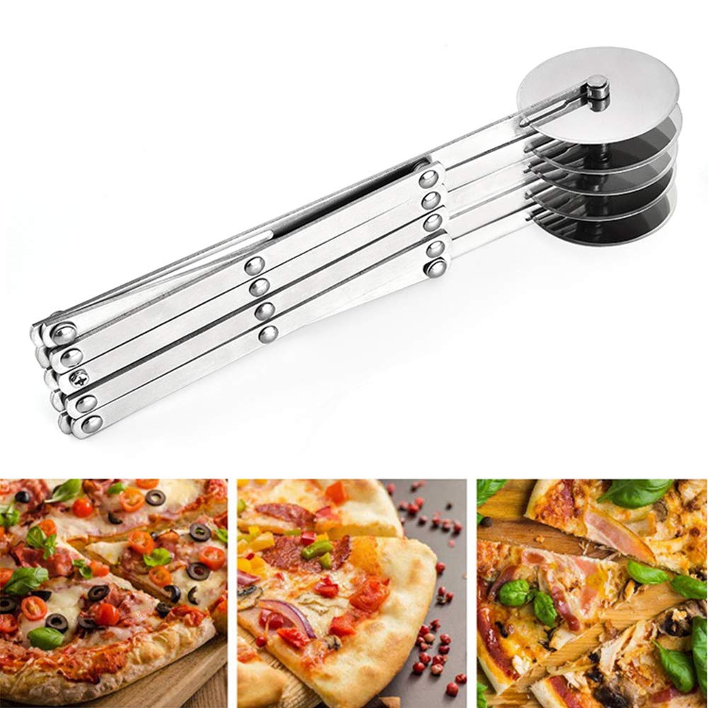 5-Wheel Stainless Steel Pastry Cutter & Pizza Slicer - Expandable Multi-Round Dough Divider for Baking, Cookies, Pies - Perfect for Home Kitchens & Professional Bakeries