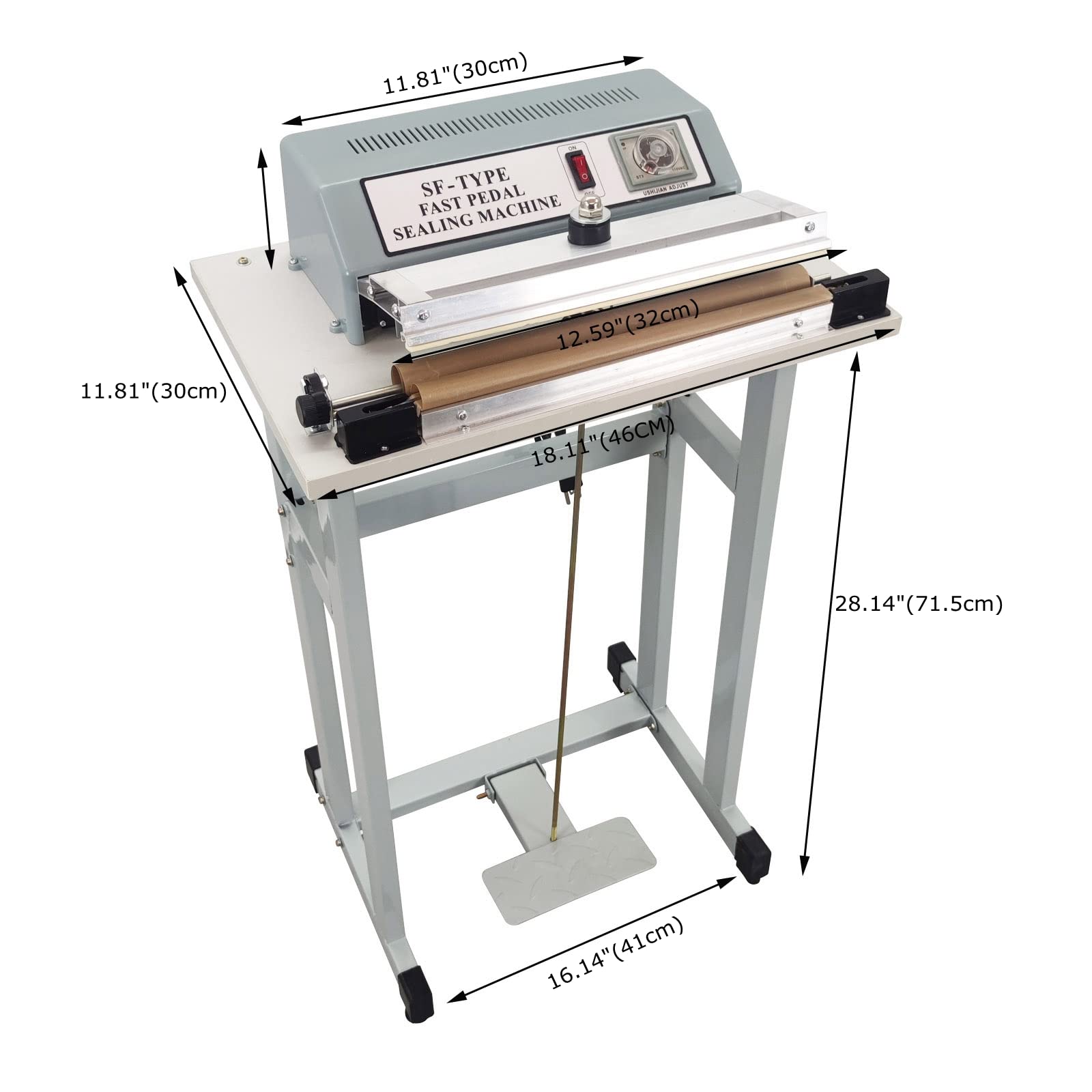 110V Foot Pedal Sealing Machine with Cutter - 3mm/0.6mm Adjustable Sealing Width for Plastic Bags | Fast & Efficient Packaging Solution for Food, Retail & Industrial Use