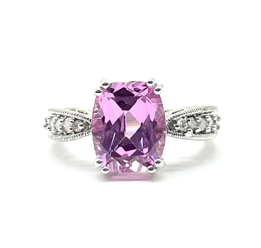 Elegant Pink Stone & Diamond Ring for Women | Vintage-Inspired Jewelry for Engagement, Wedding & Special Occasions