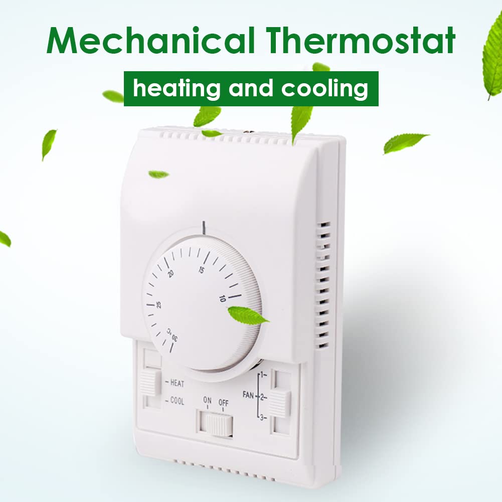 Non-Programmable Mechanical Thermostat for Central Heating & AC - Wall Mounted Heat/Cool Temperature Control for Home & Office