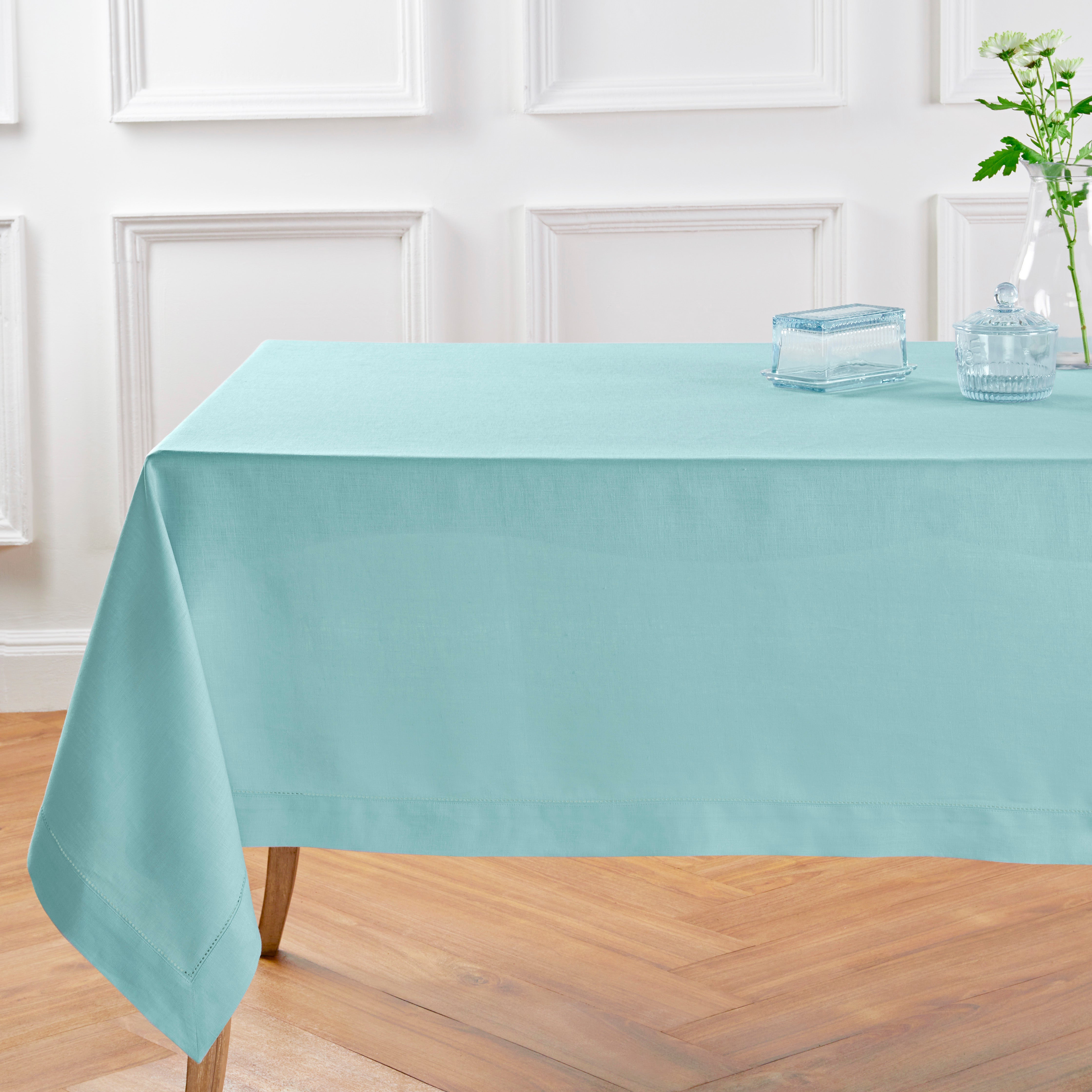 Elegant Classic Hemstitch Tablecloth - Premium Cotton Linen Table Cover for Dining Room, Wedding, Party & Special Occasions