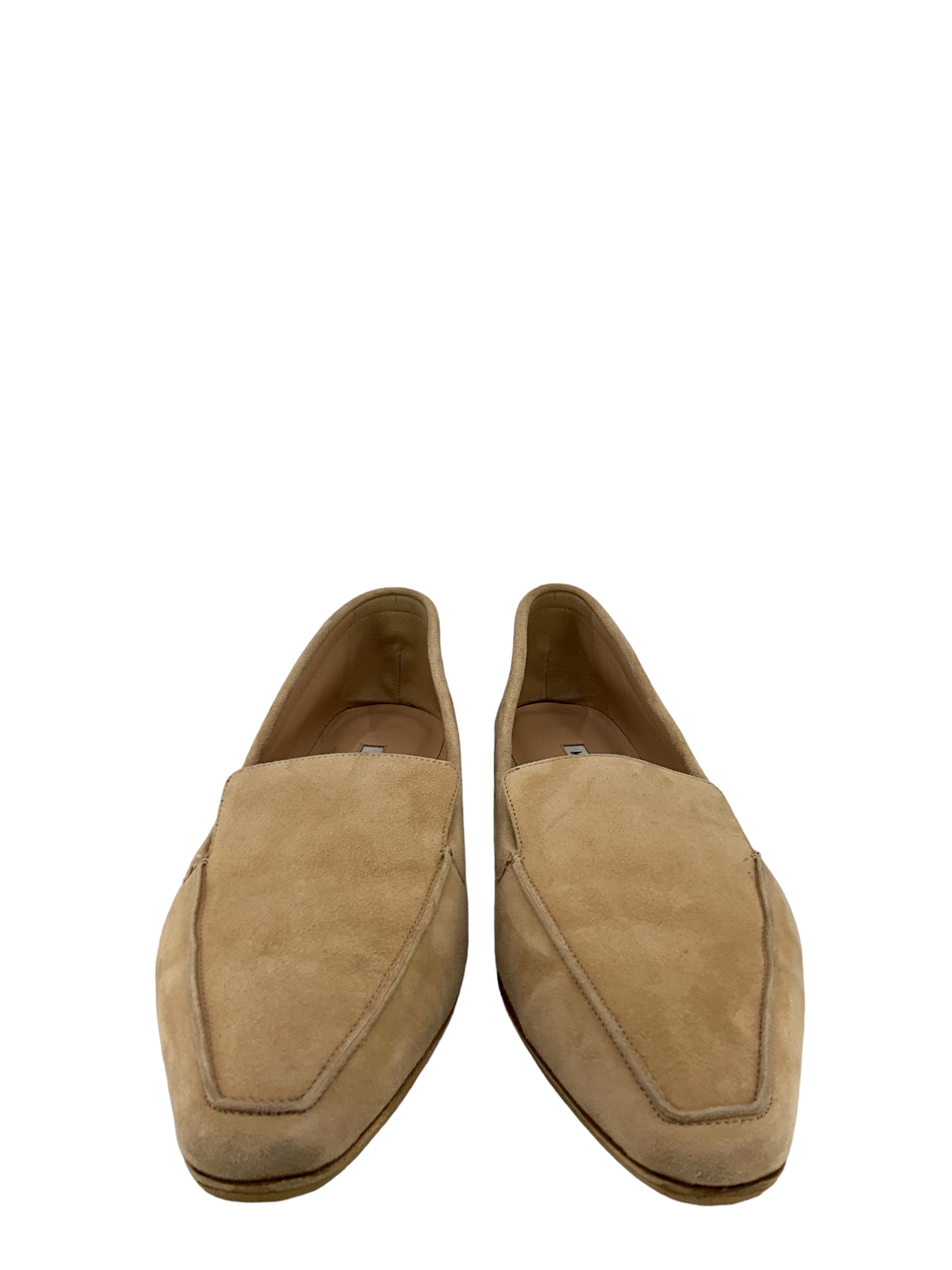 Manolo Blahnik Suede Almond Toe Loafers for Women - Size 9 US - Comfortable Slip-On Dress Shoes for Work & Office | Perfect for Business Casual Outfits & Professional Occasions