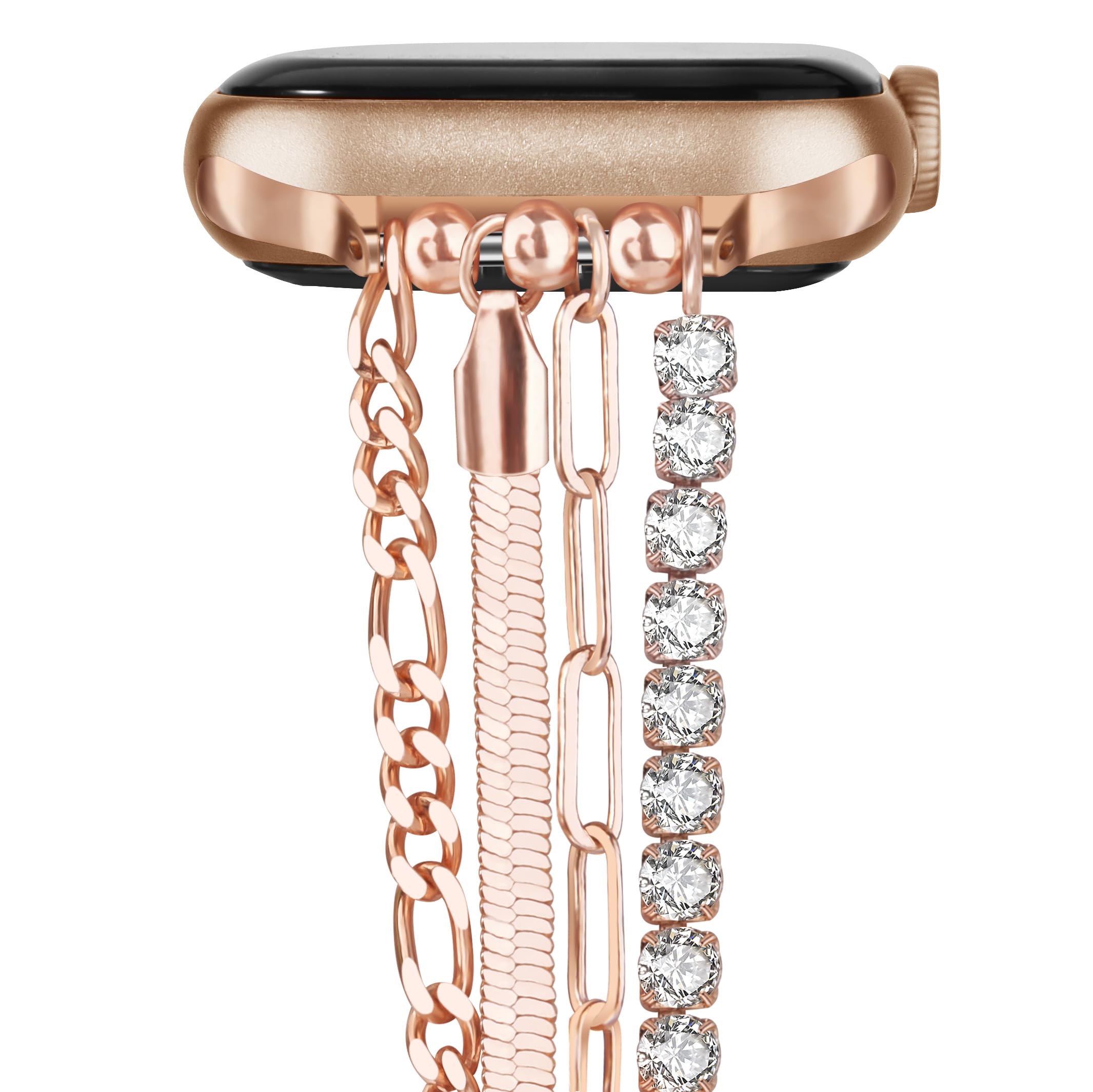V-MORO Apple Watch Band 38mm 40mm 41mm 42mm 44mm 45mm - Women's Slim Metal Chain Bracelet Compatible with iWatch Series 9/8/7/SE/6/5/4/3/2/1 - Elegant Bling Jewelry Replacement Strap for Work, Party & Daily Wear