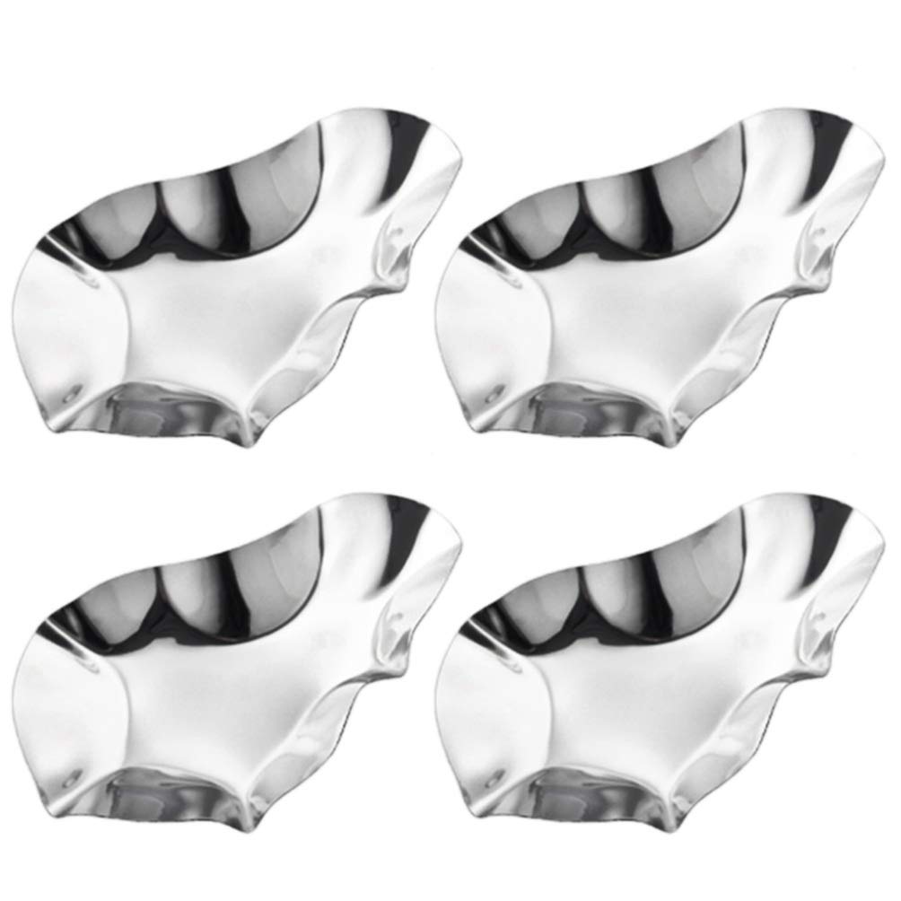Hemoton 4-Piece Stainless Steel Oyster Serving Dishes - Creative Dipping Bowls & Sauce Containers for Seafood, Sushi, Condiments - Perfect for Restaurants, Parties, Home Kitchen Use