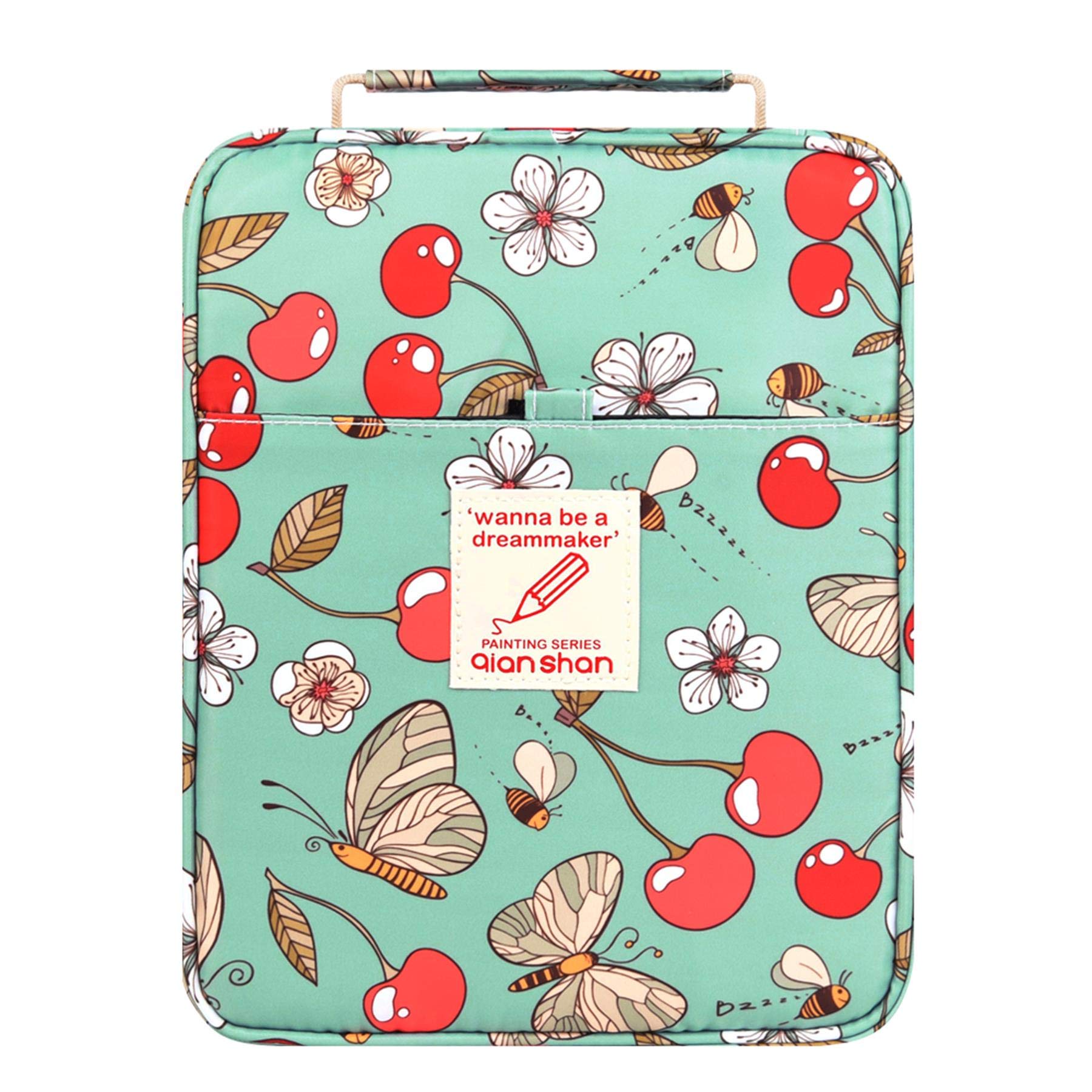 Qianshan Large Capacity Pencil Case Holder - Organizes 202 Pencils or 136 Gel Pens with Secure Zipper Closure, Perfect for Watercolor Pens, Markers & Art Supplies - Ideal for Students, Artists & Office Use (Cherry Red)