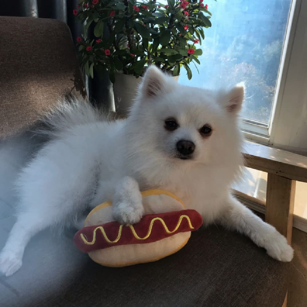 Zerodis Squeaky Plush Puppy Toys for Dogs - Hot Dog Shaped, Detachable & Soft Interactive Chew Toy for Small & Medium Dogs - Perfect for Playtime, Training & Teething Relief