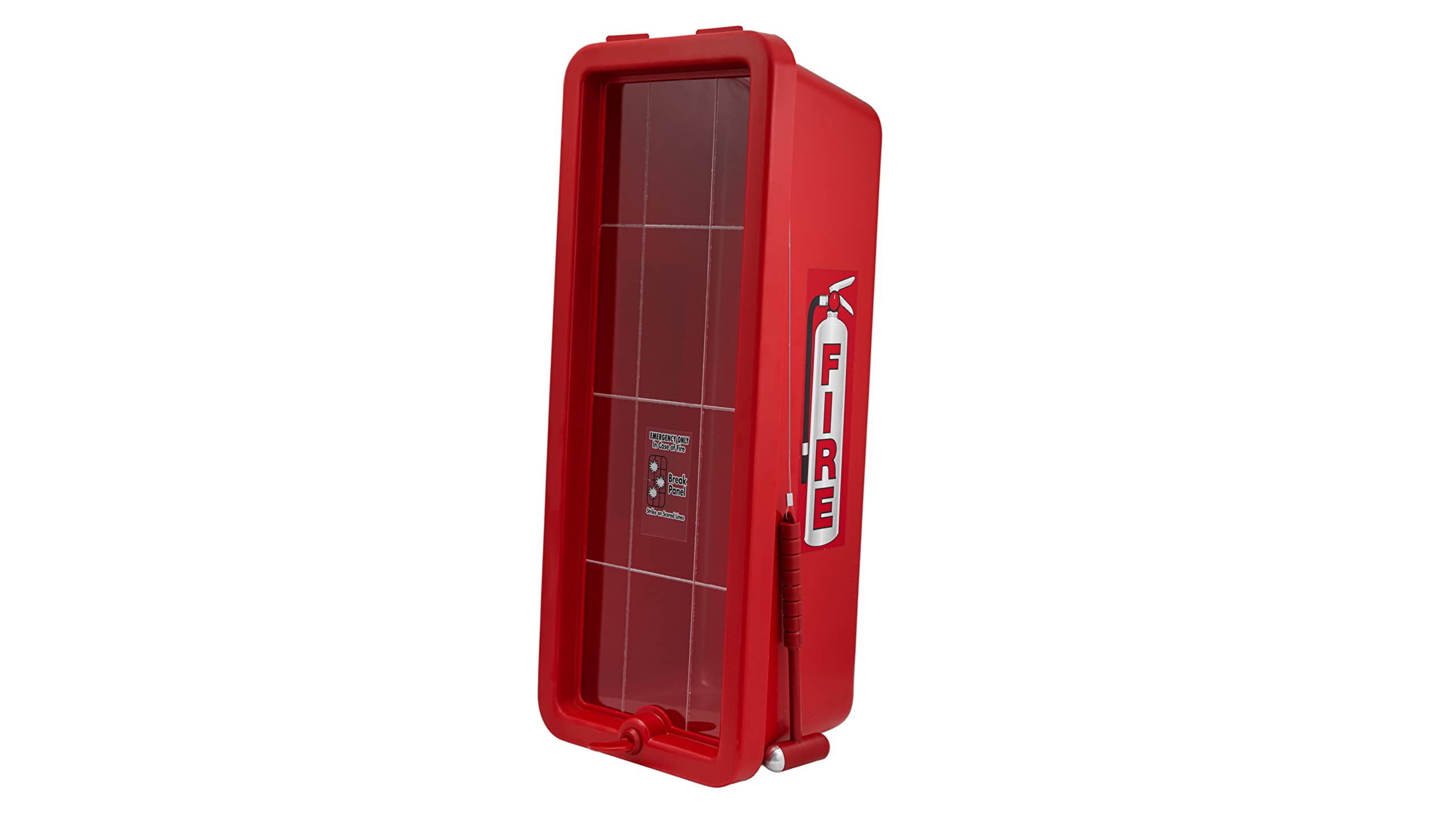 10 lb. Red Surface-Mounted Fire Extinguisher Cabinet with Hammer - Wall Mounted Safety Storage for Home, Garage & Outdoor Use - Fire Protection Equipment for Emergency Preparedness