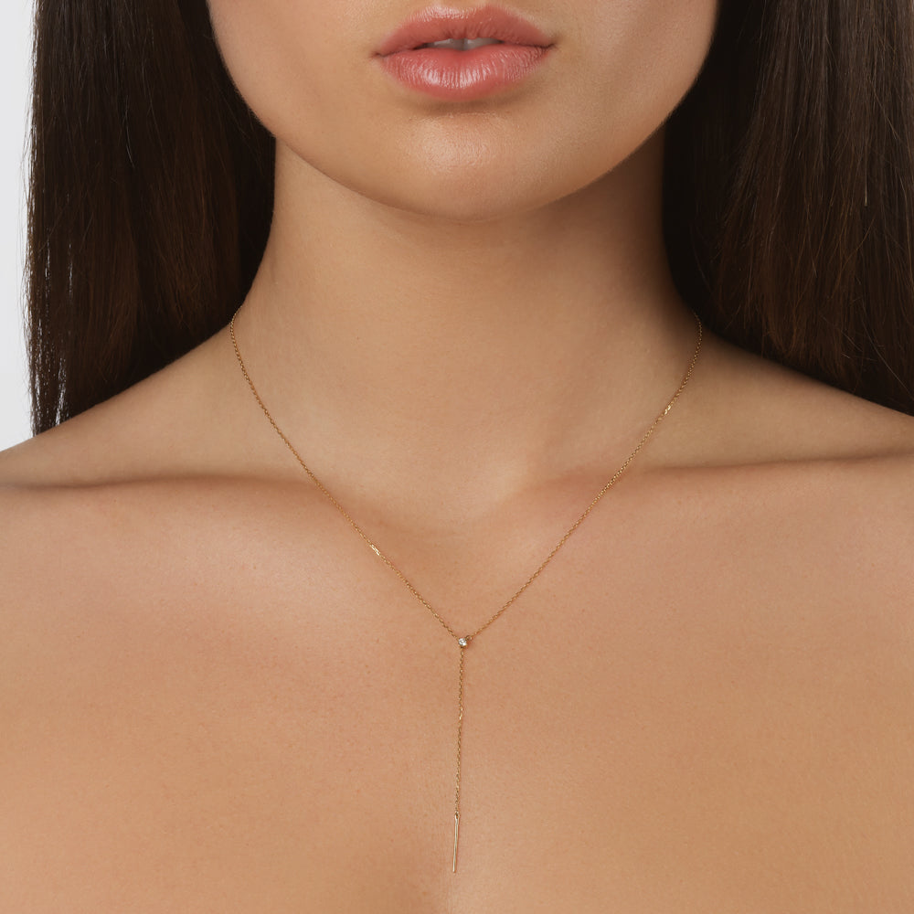 10k Gold Diamond Lariat Y Necklace for Women - Elegant Layered Pendant Necklace for Party, Wedding & Everyday Wear