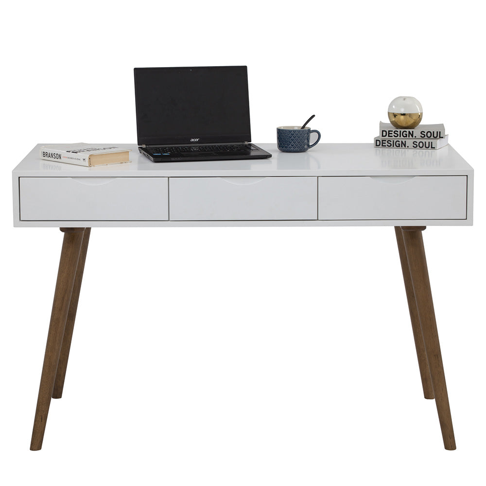 BLANCO Modern Study Desk 120cm - White & Walnut Finish, Home Office Desk for Small Spaces, Perfect for Remote Work and Online Learning