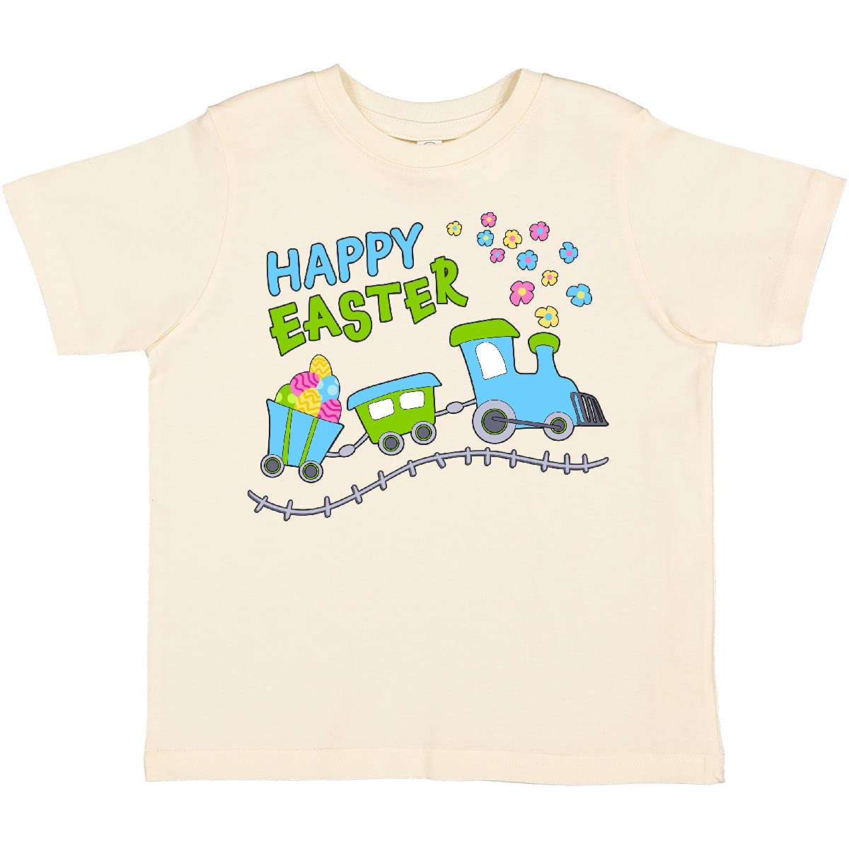 Inktastic Happy Easter Train Toddler T-Shirt - Cute Easter Outfit for Boys & Girls - Perfect for Easter Egg Hunts & Family Photos