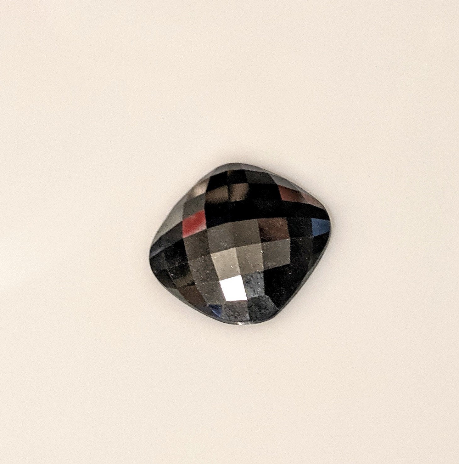 28ct Natural Black Hematite Cabochon 20x20mm Square Cushion Checkerboard - Premium Calibrated Gemstones for Jewelry Making, Wire Wrapping & Healing Crystals
