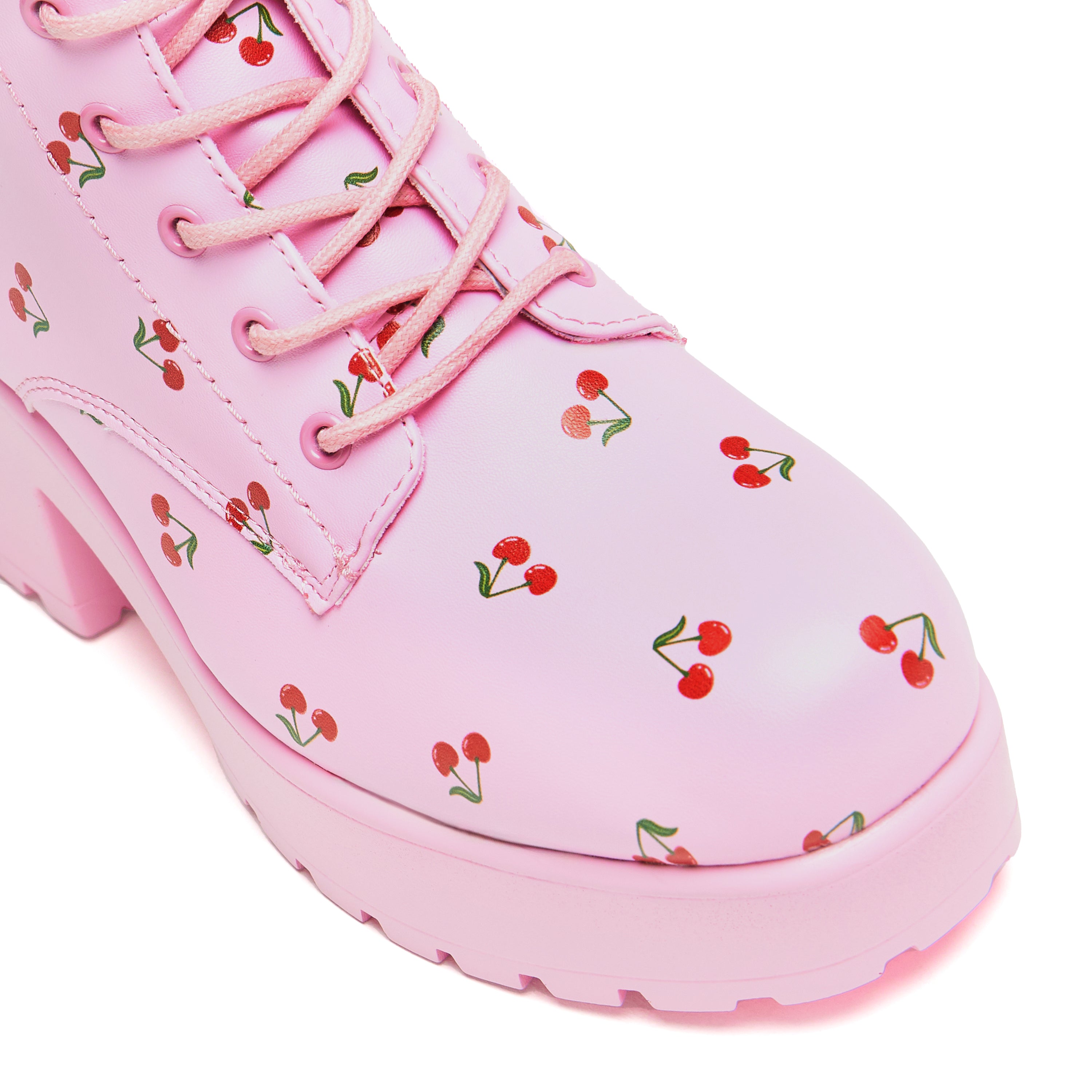 Cherry Passion Platform Boots for Women - Trendy Baby Pink Chunky Heel Shoes for Casual Outfits & Party Wear