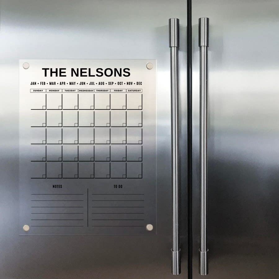 2025 Personalized Magnetic Acrylic Monthly Calendar - Dry Erase Fridge Calendar with Notes Section - Perfect for Home, Office & Kitchen Organization