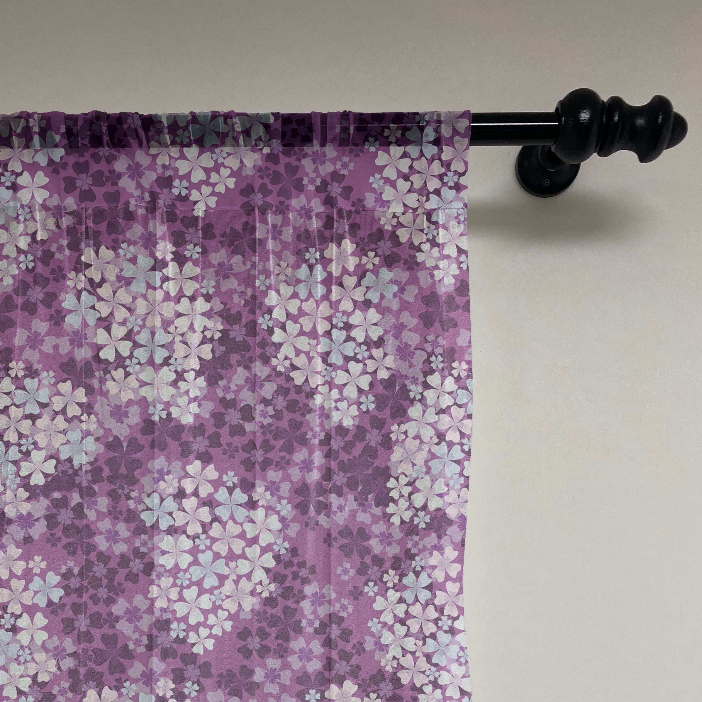 Ambesonne Floral Tulle Curtains with Rod Pocket - Lilac Hydrangea Garden Sheer Drapes for Living Room Bedroom (108x96 inches, Pale Blue Purple White) | Wedding Party Decor & Home Window Treatments