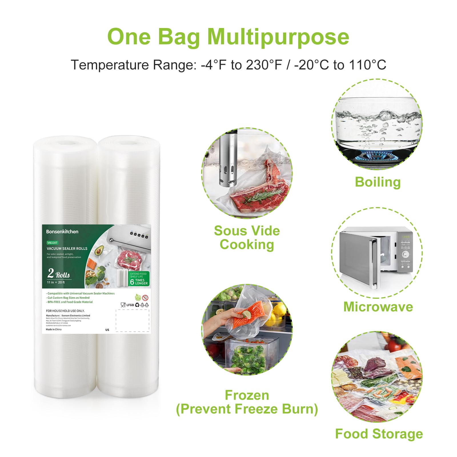 Bonsenkitchen Vacuum Sealer Bags 2 Pack - 11