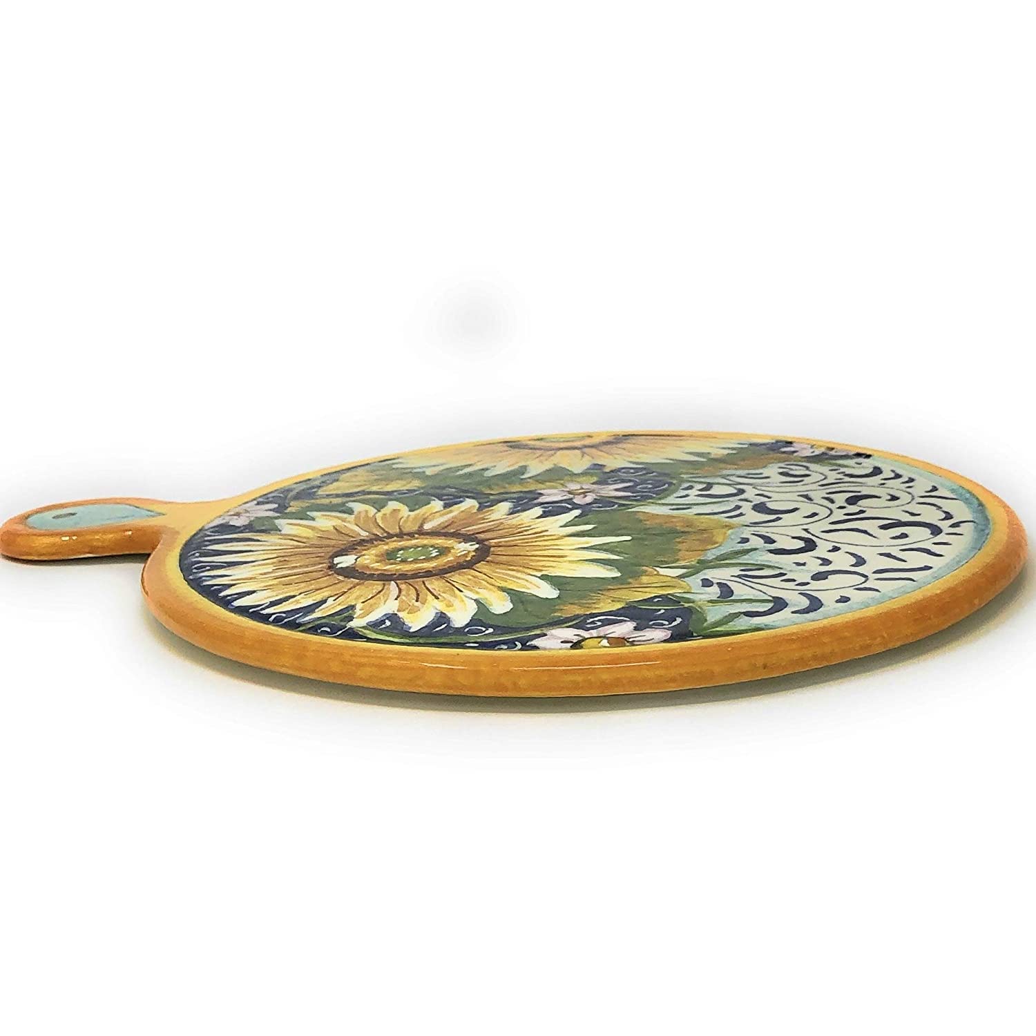 Hand-Painted Italian Ceramic Sunflower Trivet - Tuscan Kitchenware & Pottery Tile, Made in Italy | Perfect for Hot Dishes, Table Decor & Gift Giving