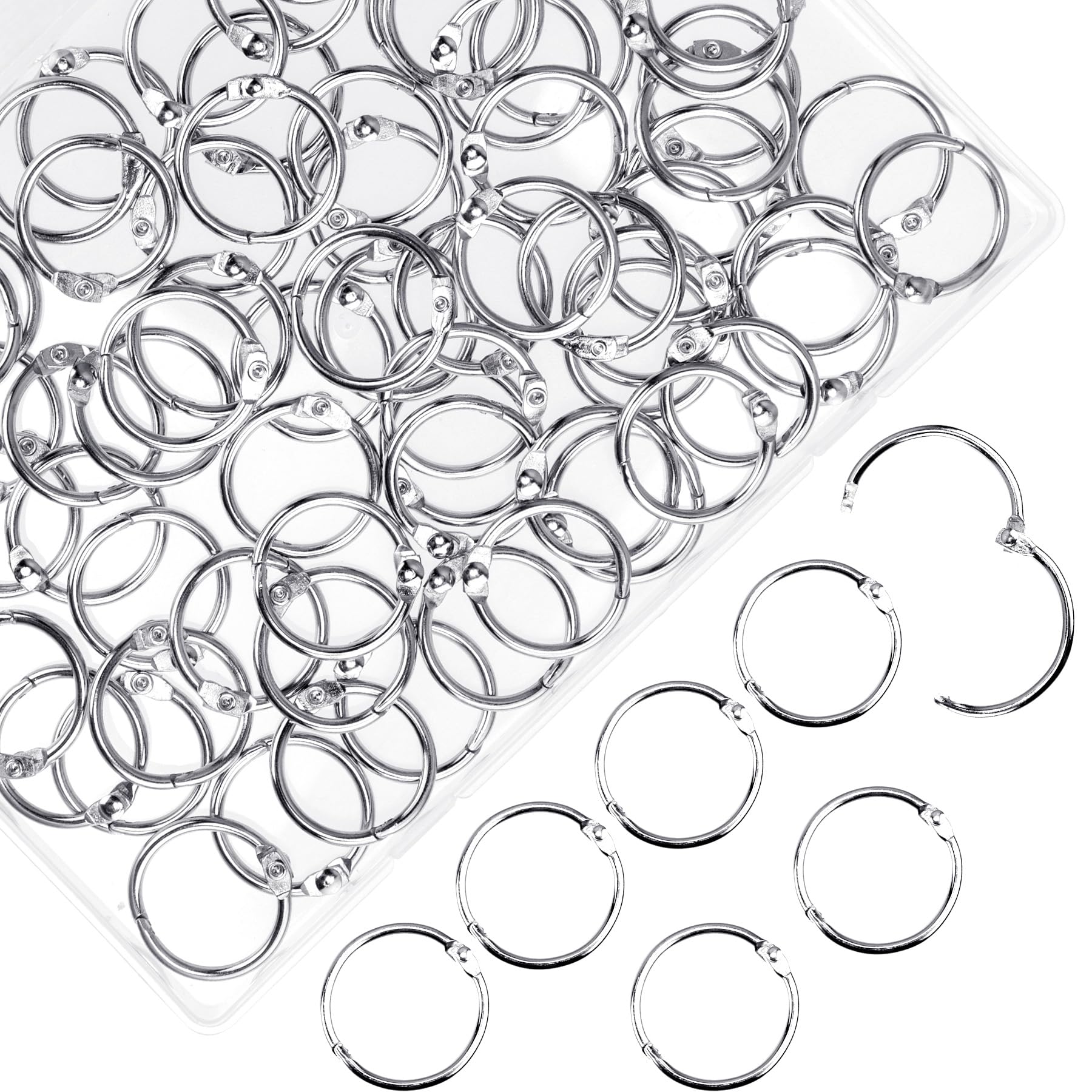 HAUTOCO 100 Pcs 1 Inch Nickel Plated Metal Binder Rings - Loose Leaf Book Rings for Office, School & Home - Perfect for Organizing Index Cards, Documents & Keychains (Durable Key Rings for Everyday Use)