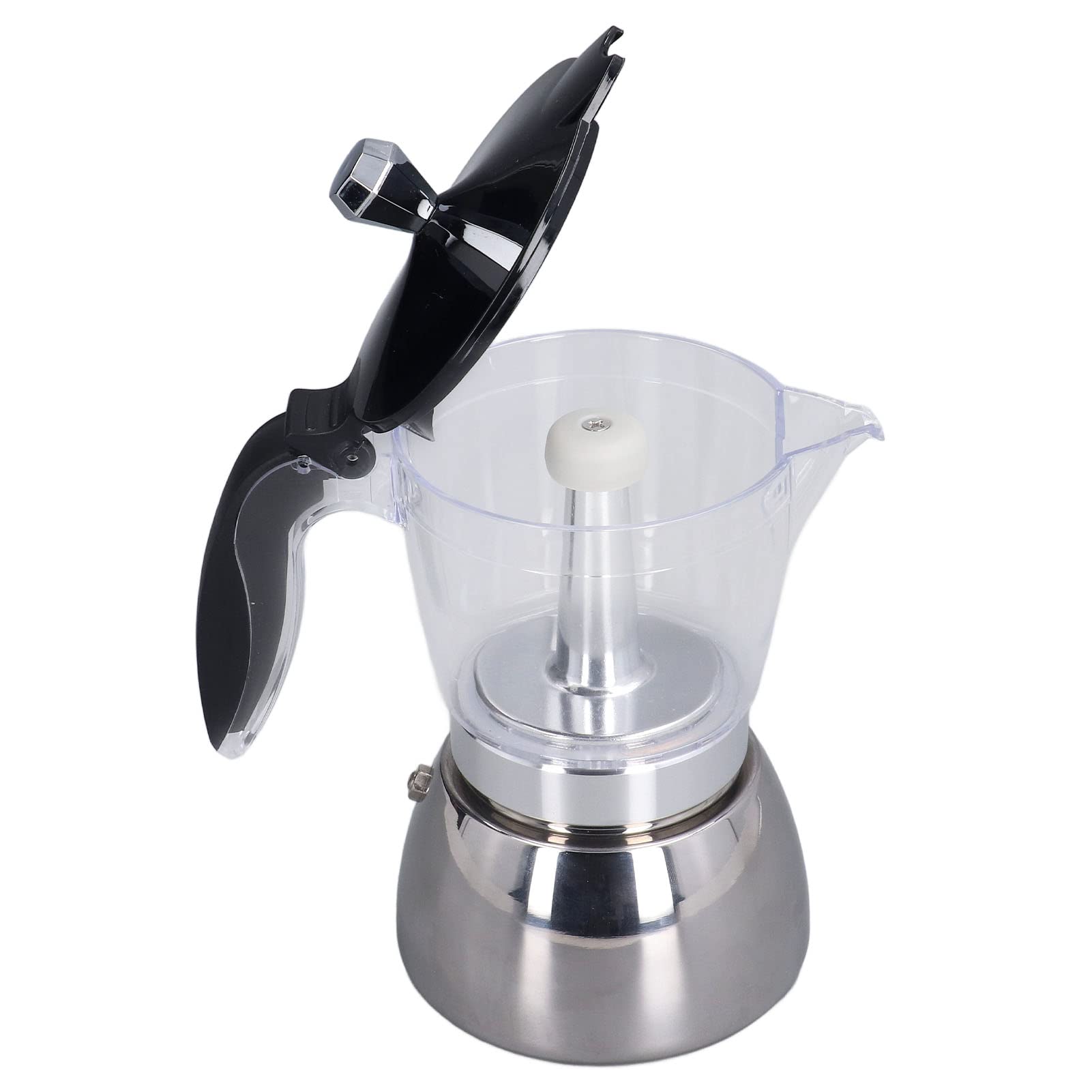 6 Cup Stovetop Espresso Maker - Stainless Steel Moka Pot with Clear ABS Top for Rich Coffee - Perfect for Home, Office & Camping Use