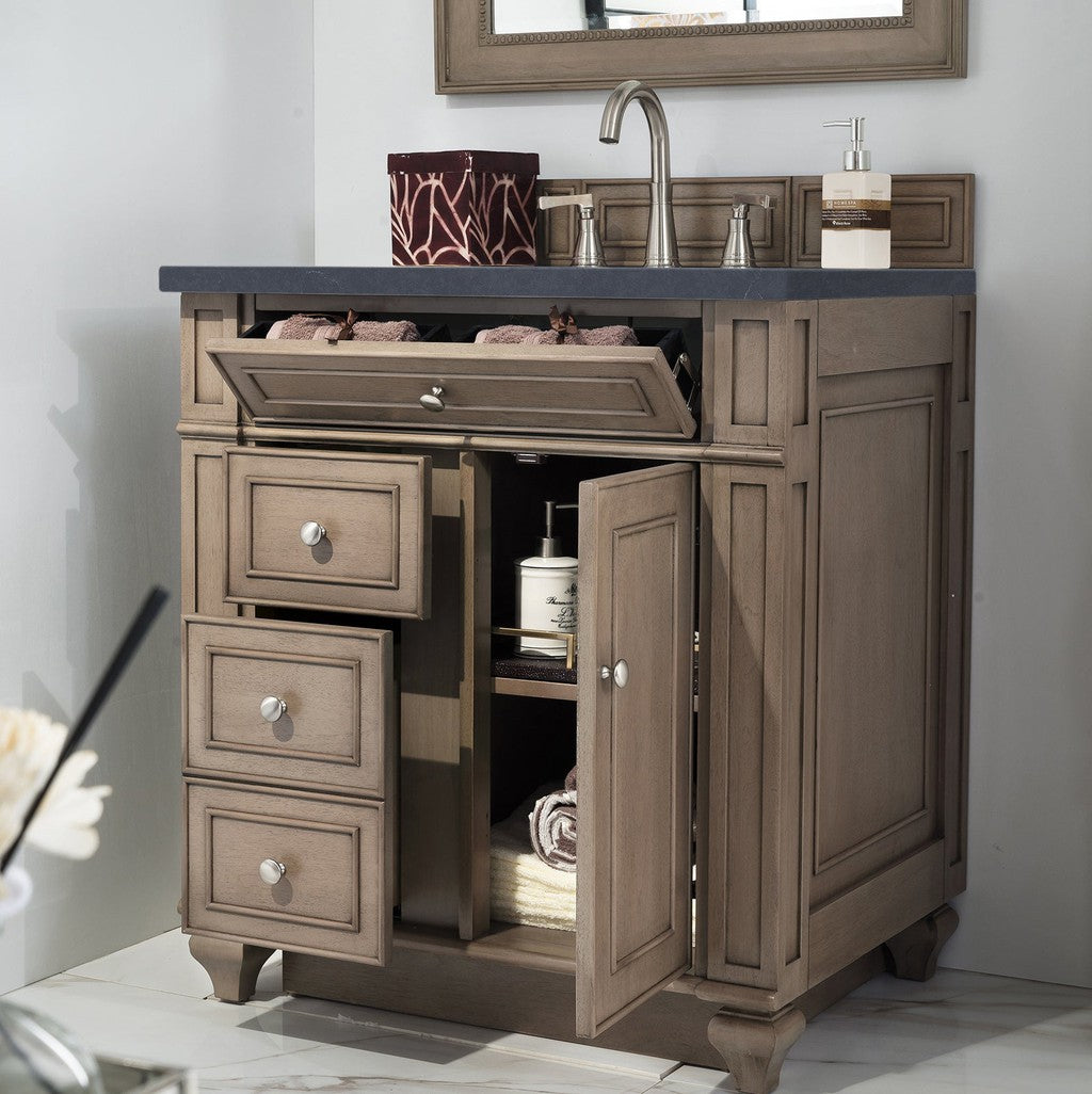 James Martin Vanities Bristol Collection 30-Inch Single Bathroom Vanity in Whitewashed Walnut with Countertop Options - Perfect for Modern Bathroom Remodeling and Home Renovation Projects