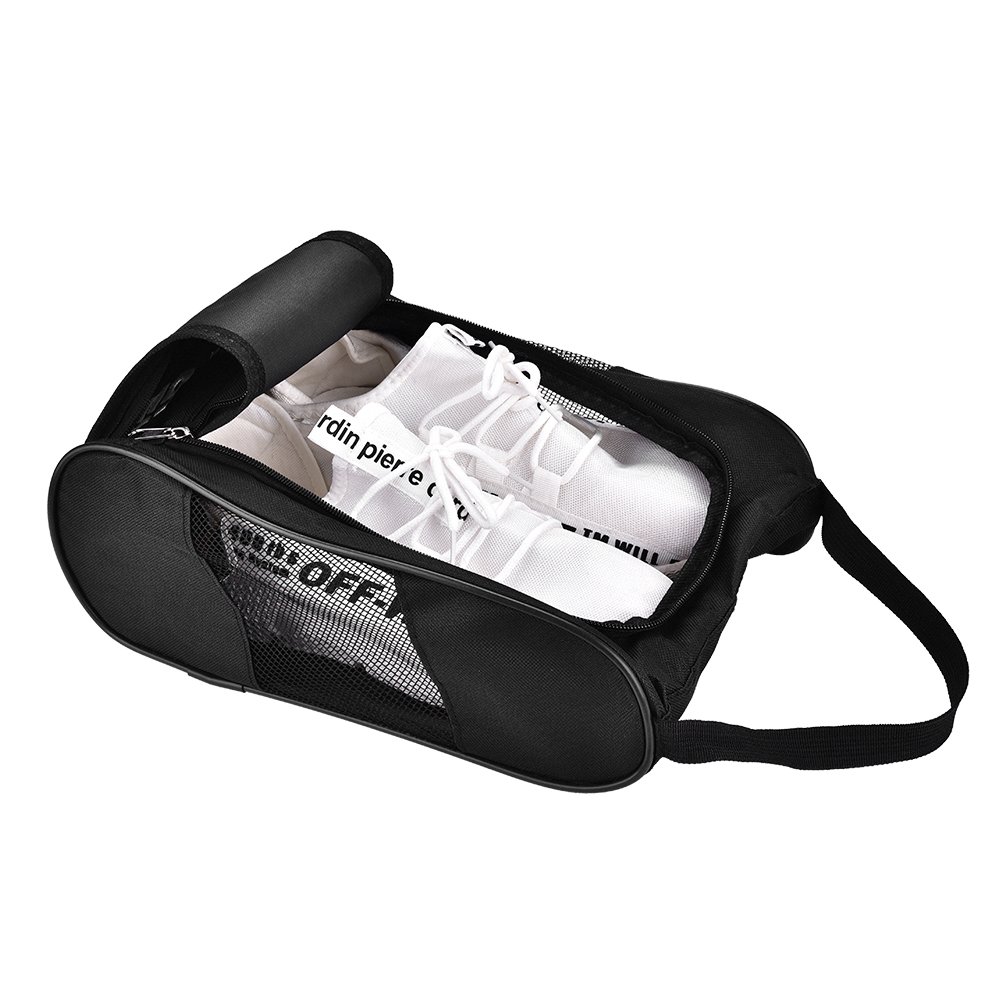 **Breathable Nylon Zippered Shoe Bag for Travel & Sports – Golf, Tennis, Gym Organizer for Men & Women (Black) – Perfect for Gym, Travel, and Sports Gear Storage**