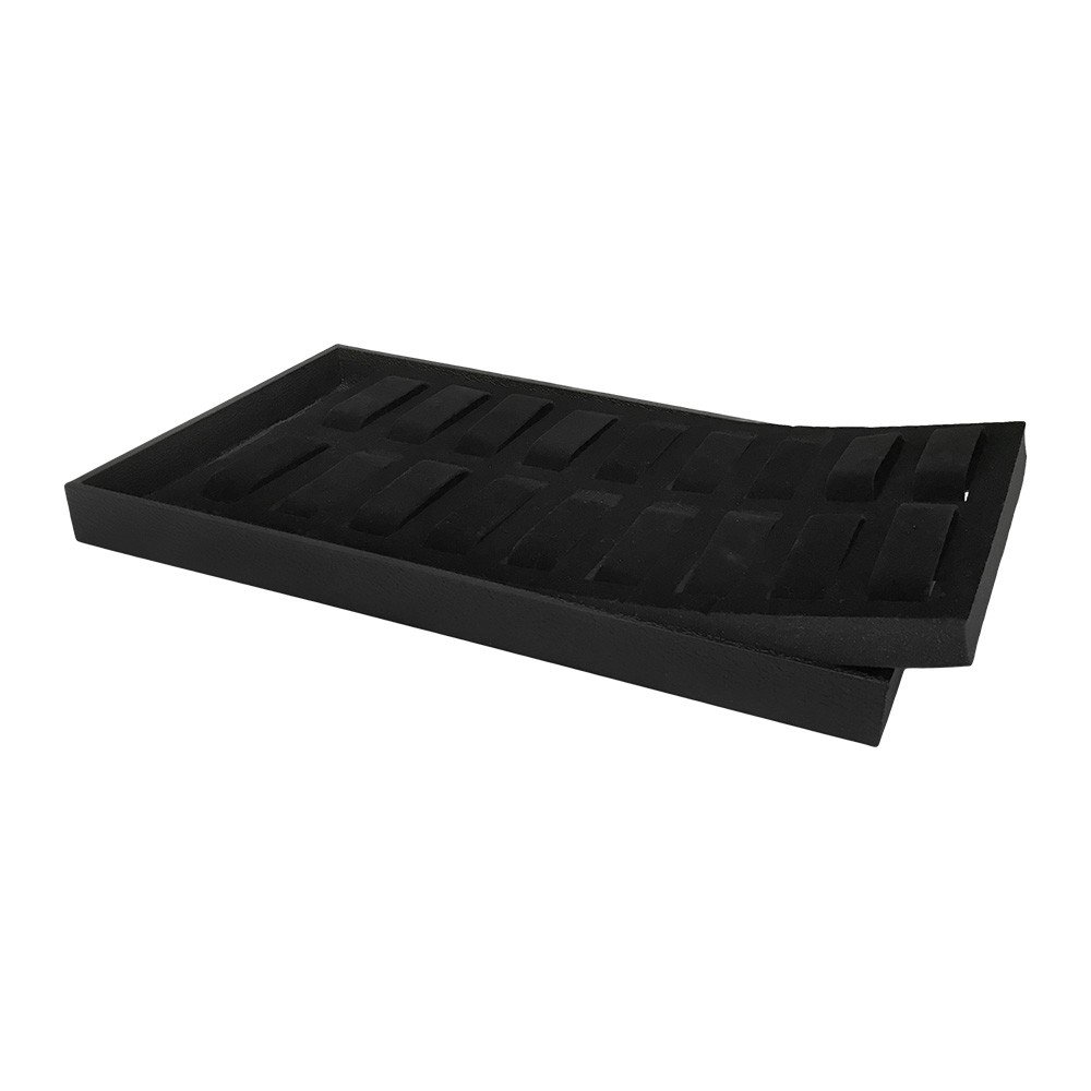 MH GLOBAL 18-Slot Black Velvet Jewelry Tray - Luxury Watch & Ring Organizer Display for Women | Perfect for Retail Stores, Bedroom Vanity & Gift Packaging