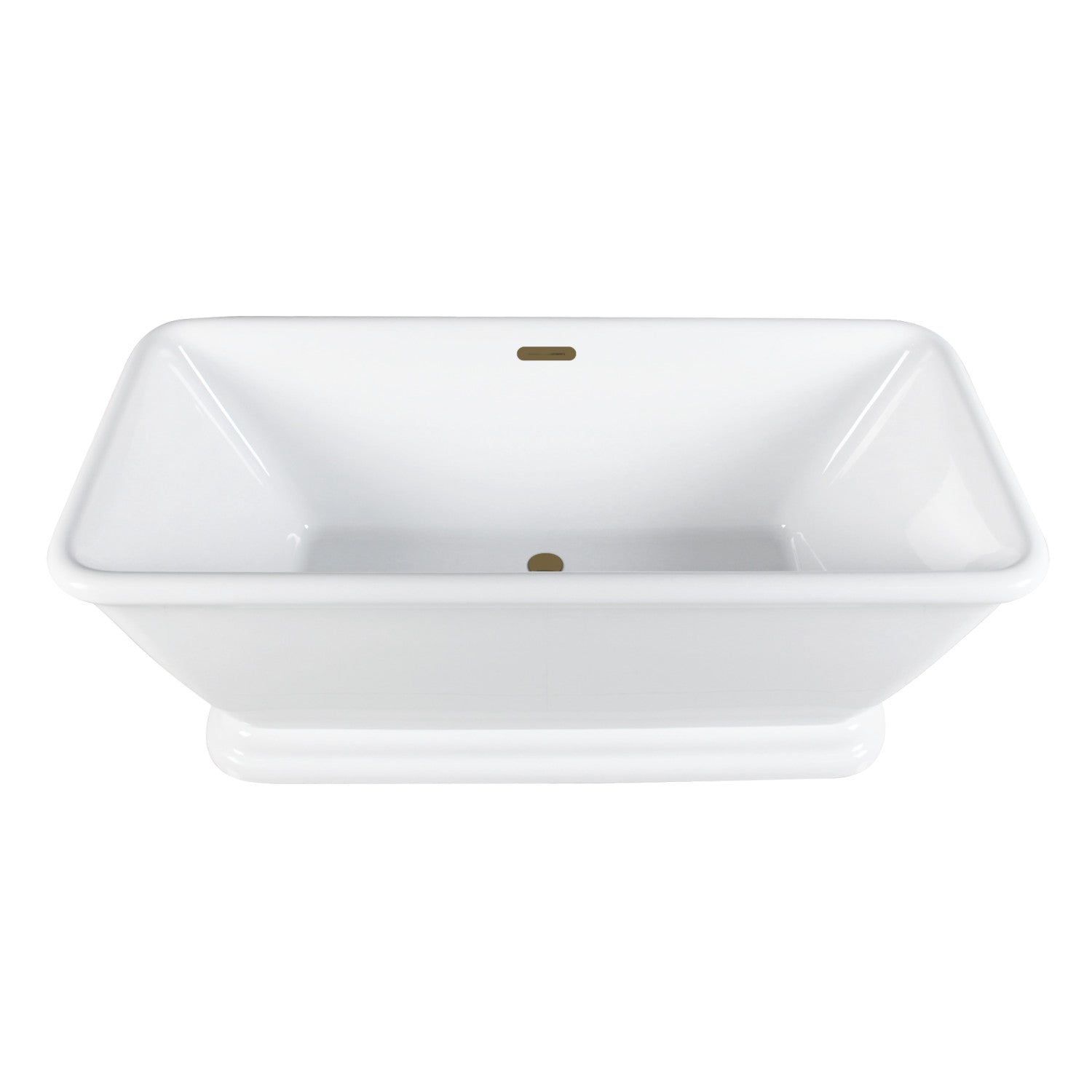 Aqua Eden 66 Inch Acrylic Oval Rectangular Double Ended Pedestal Bathtub - Glossy White with Antique Brass Finish - Freestanding Soaking Tub for Luxury Bathrooms (No Faucet Drillings Included) - Perfect for Spa-Like Relaxation and Modern Home Decor