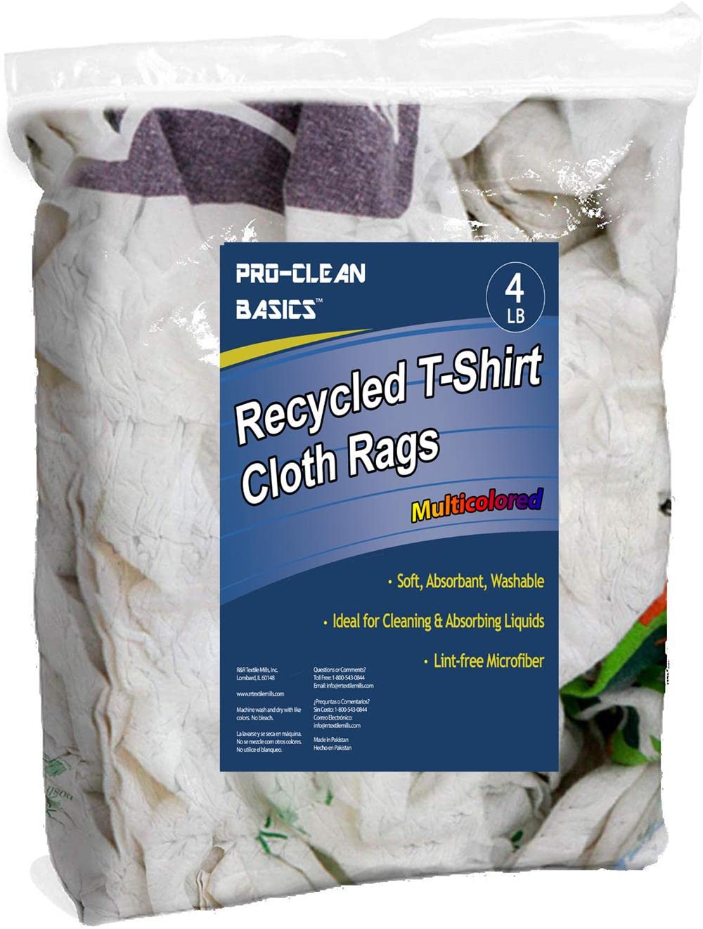 Pro-Clean Basics 99723 Premium 100% Cotton Jersey Cleaning Cloths - Lint-Free, Assorted Colors (100 lb Bale) - Ideal for Home Cleaning, Car Detailing & Commercial Use