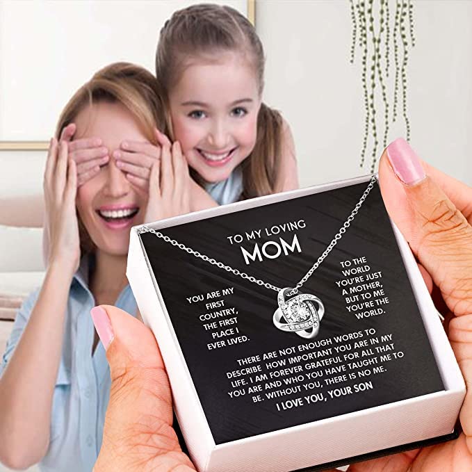 14k White Gold 'Without You There Is No Me' I Love You Necklace - Meaningful Mother's Day Gift from Son, Christmas Present for Mom, Unique Birthday Jewelry in Luxury Gift Box | Perfect for Special Occasions & Heartfelt Moments