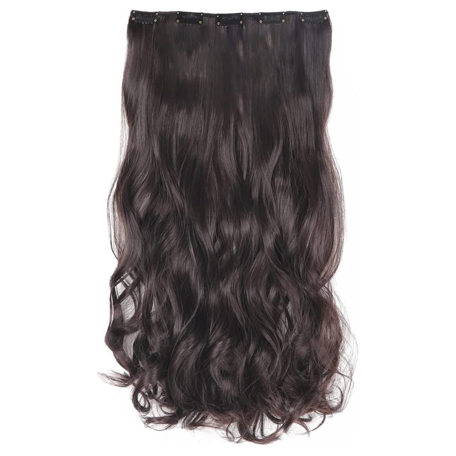 PRAVRAJYA 18 Inch Synthetic Wavy Brown Hair Extensions for Women - Full Head Clip-in Wig, Natural Look, Tangle-Free & Fluffy (Color: 3# Brown) - Perfect for Cosplay, Daily Wear & Special Occasions