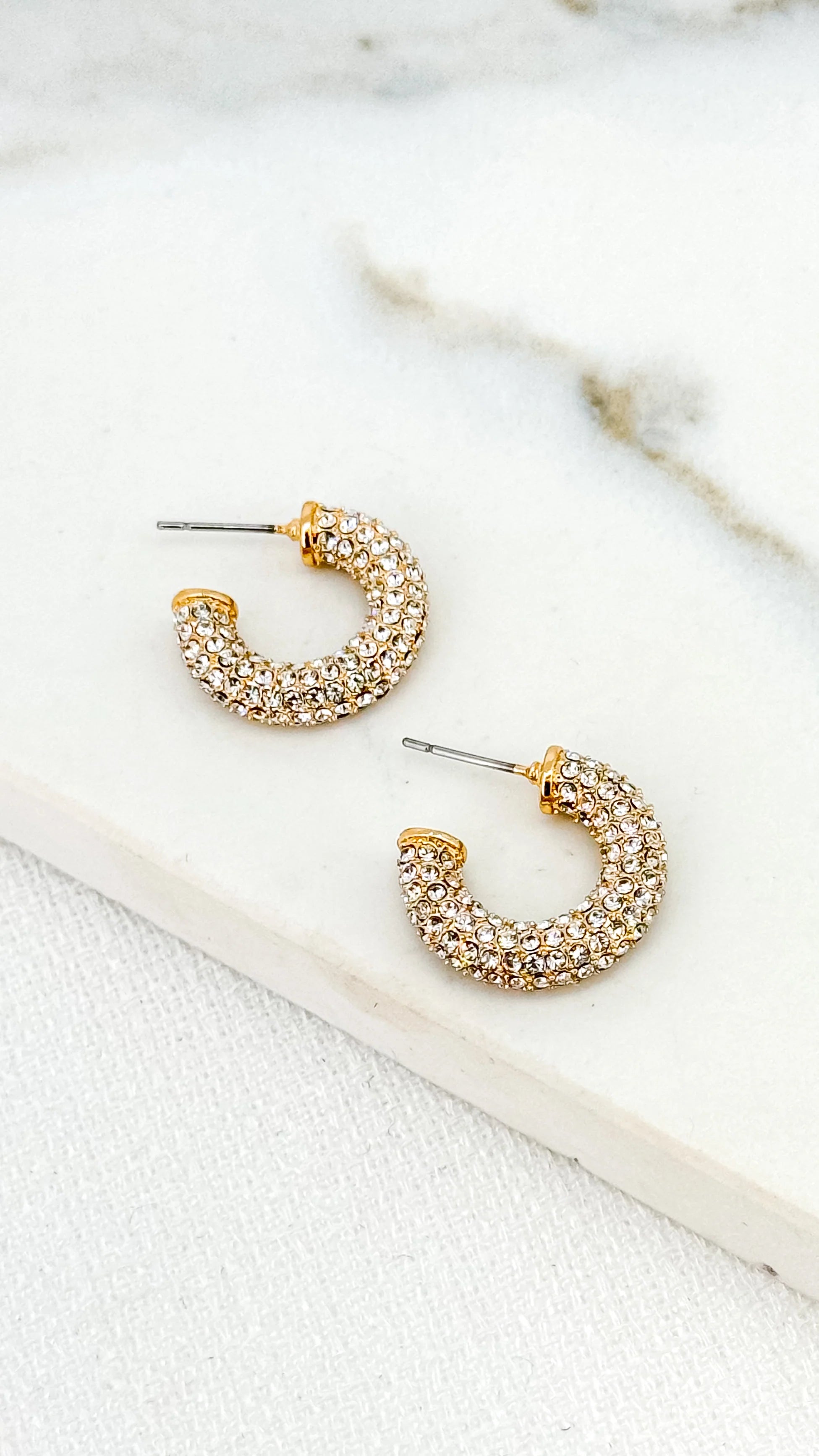 Crystal Hoop Earrings 14K Gold Plated - Elegant Dangle Earrings for Women, Perfect for Parties, Weddings & Everyday Wear