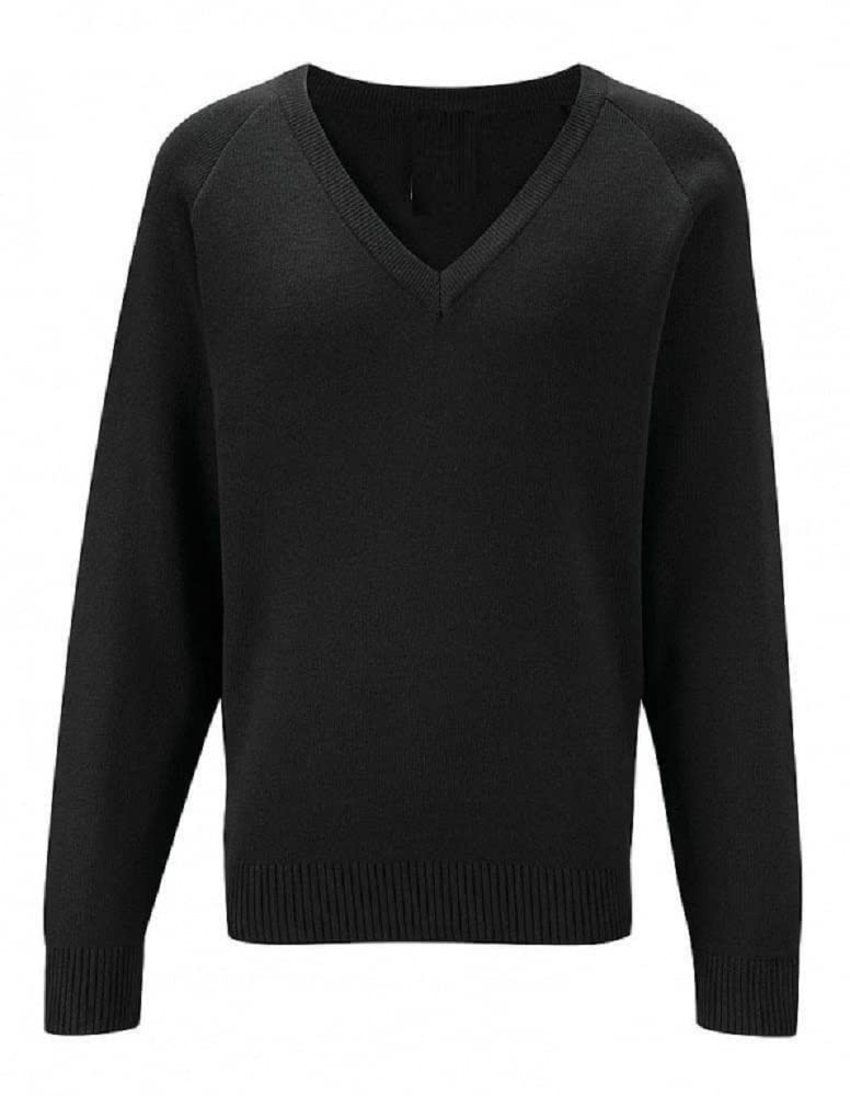 Bratatatmania Girls Knitted V-Neck Long Sleeve Sweater - Soft Cotton Kids Jumper for School Uniform & Casual Wear | Perfect for Classroom, Playdates & Family Outings