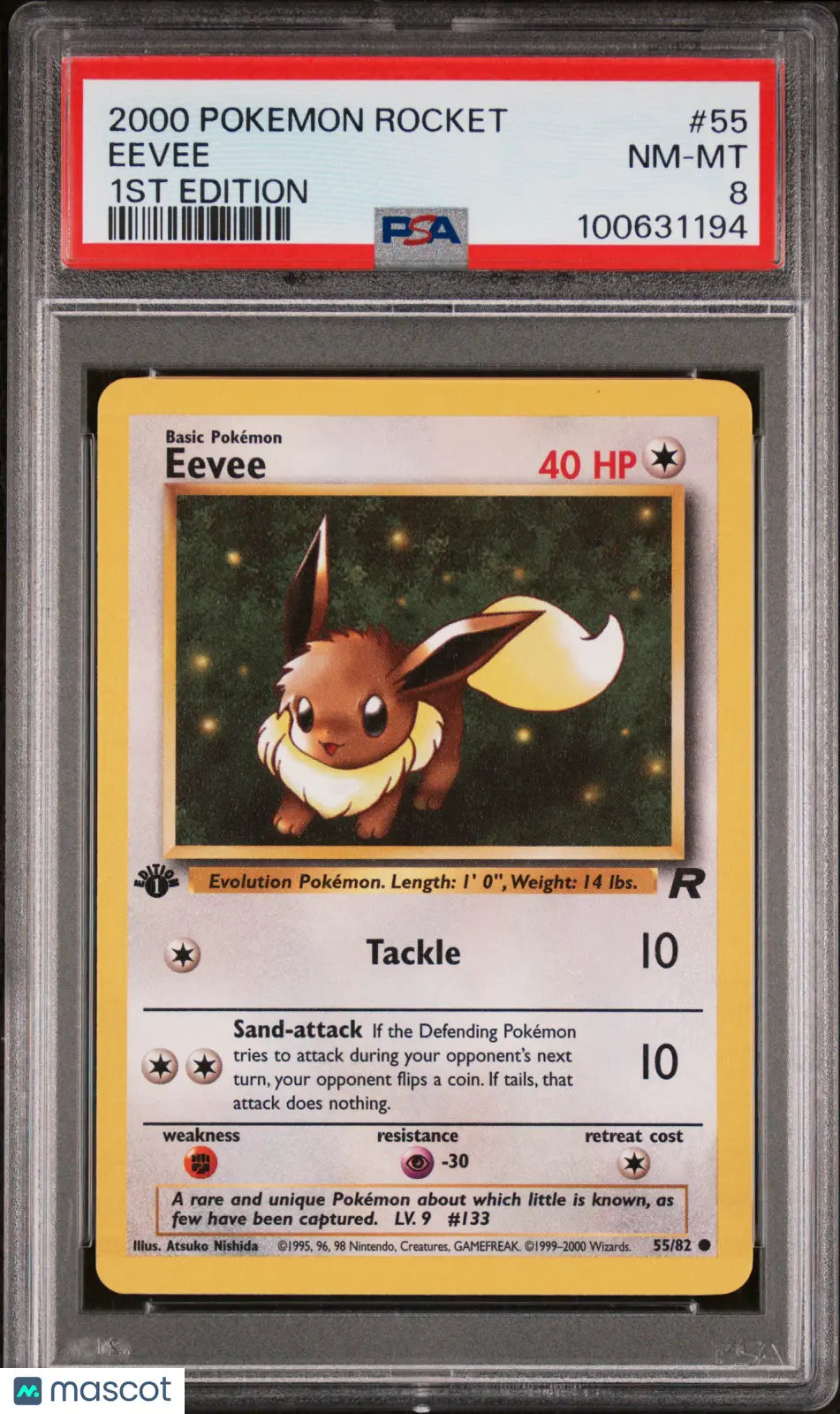 2000 Pokemon Rocket Eevee 1st Edition PSA 8 #55 - Rare Collectible Trading Card for Pokemon Fans & Investors - Perfect for Gaming, Collecting & Display