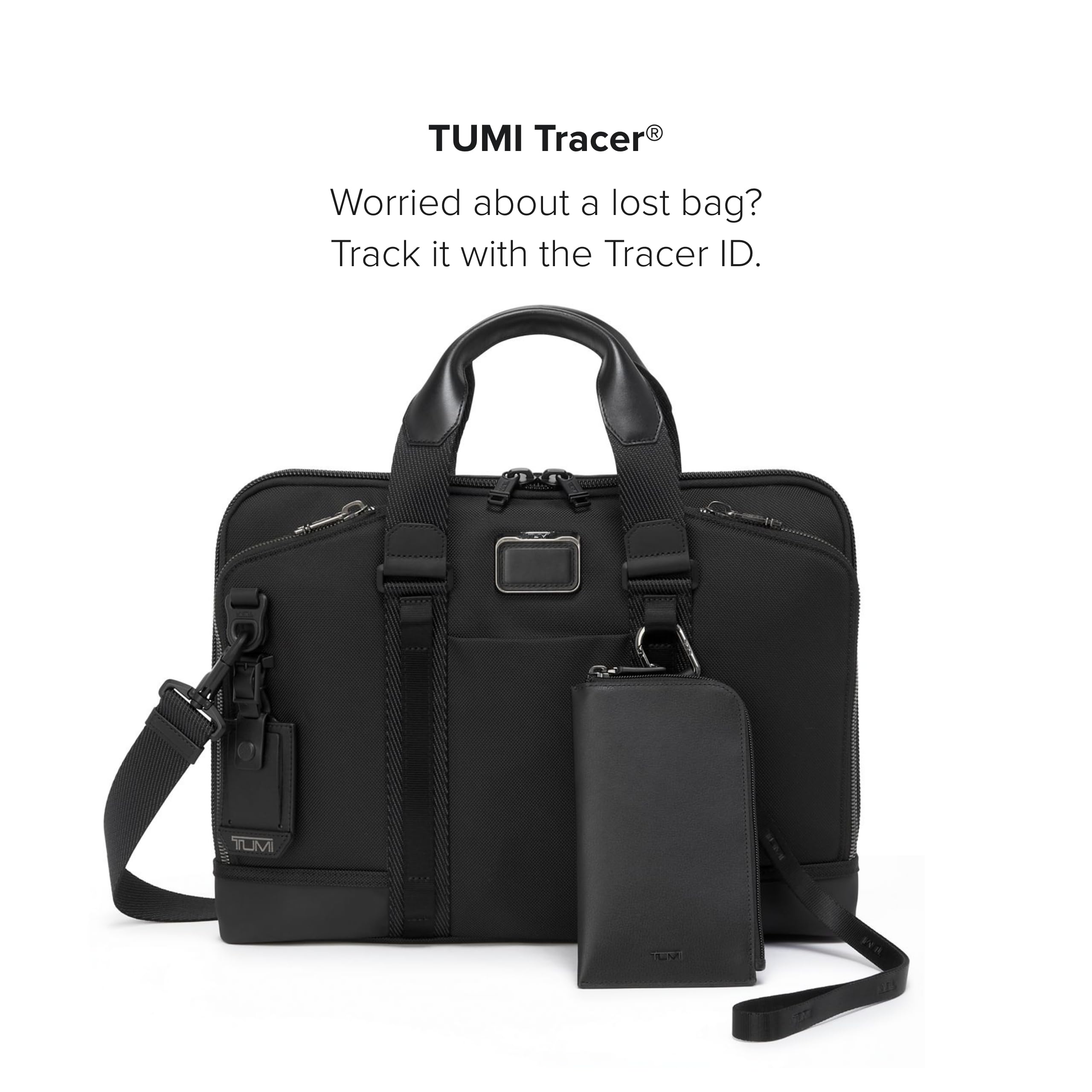 TUMI Nassau SLG Card Pouch Lanyard - RFID Blocking Wristlet for ID Badges, Credit Cards & Keys - Black Textured Leather (Perfect for Travel, Work & Everyday Use)