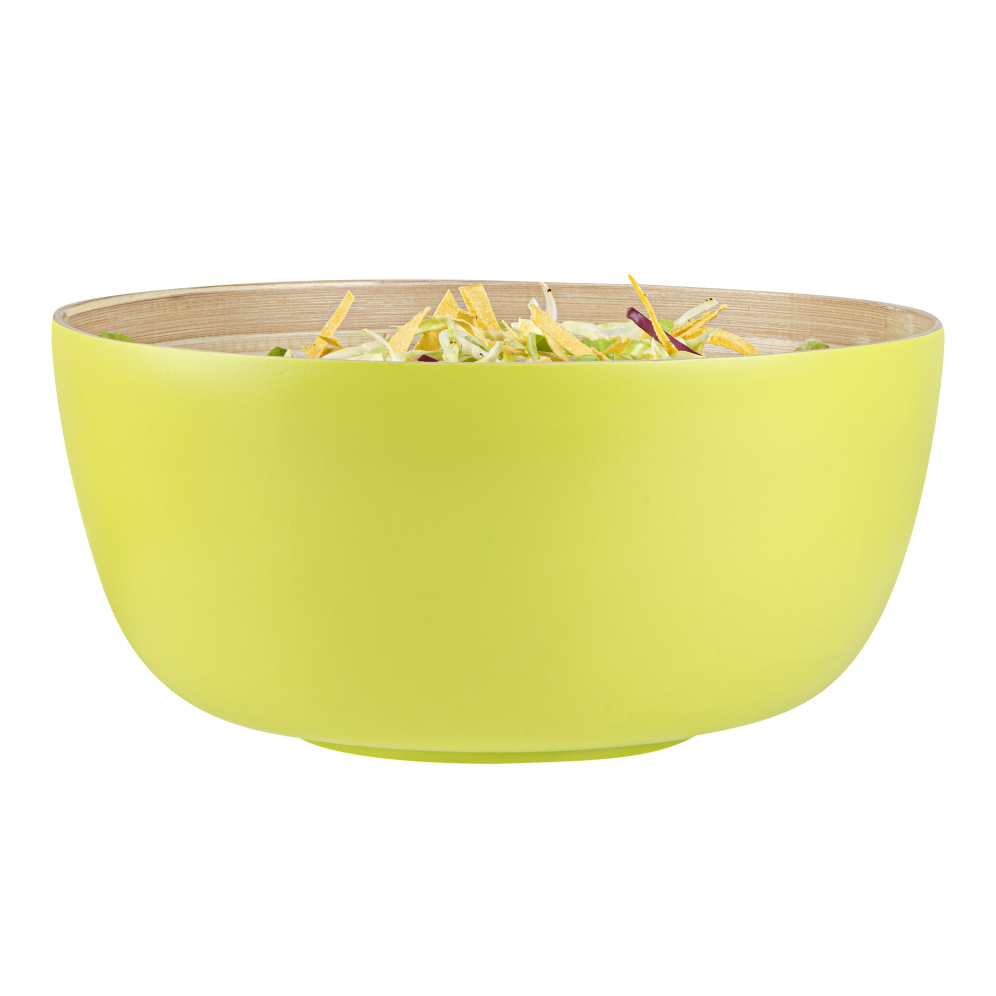 Bambuddha 51 oz Large Round Green Spun Bamboo Salad Bowl - 13.5