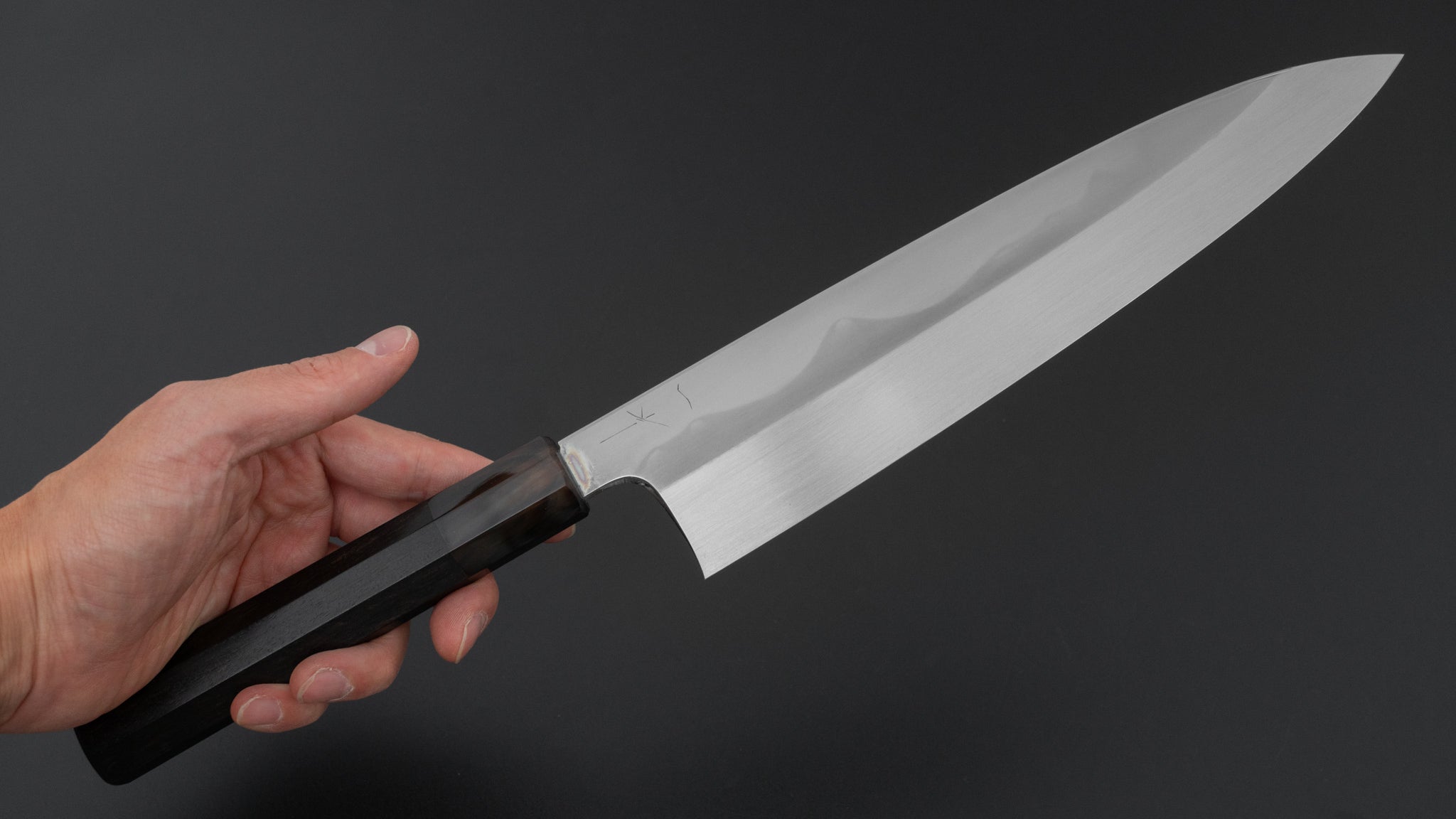 Hitohira Togashi White #1 Fuji Mizu Honyaki Gyuto 240mm Japanese Chef Knife with Ebony Handle & Saya (#117) - Premium Kitchen Knife for Sushi, Sashimi & Meat Cutting