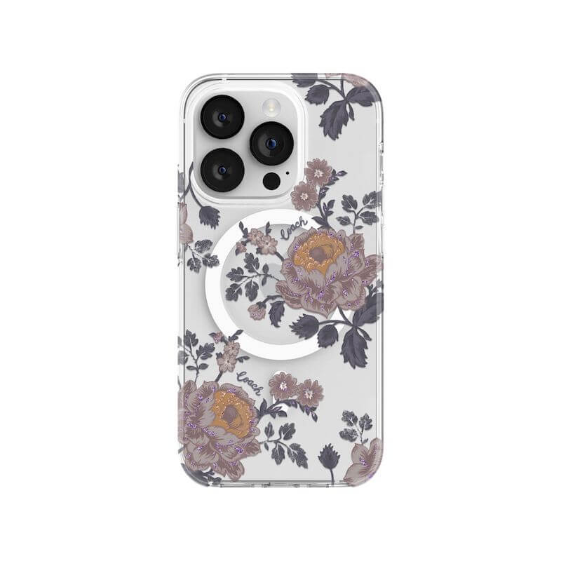 Coach MagSafe Compatible Case for iPhone 14 Pro - Moody Floral Purple Protective Cover | Perfect for Everyday Use, Work & Travel