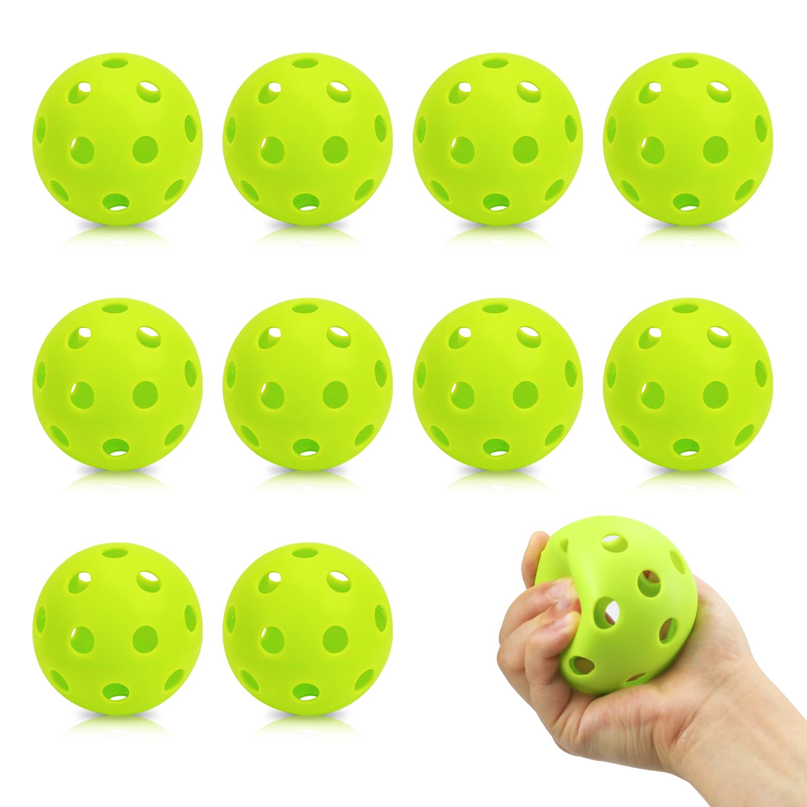 10 Pack Plastic Baseball Practice Balls - Lightweight Hollow Training Softballs for Batting, Hitting & Pitching | Indoor & Outdoor Use | Perfect for Backyard Drills, Team Practice & Baseball Training Sessions