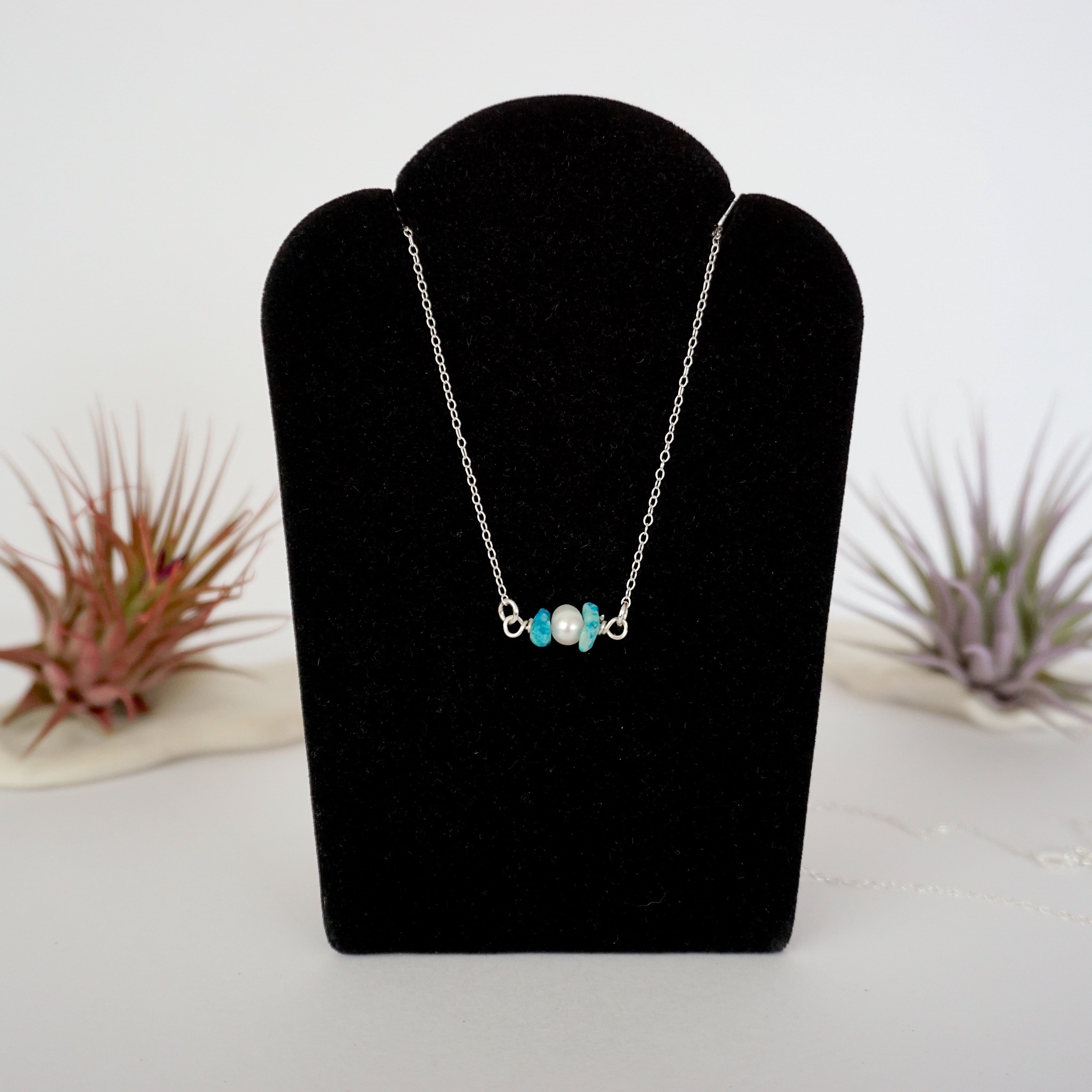 Elegant Turquoise & Pearl Charm Necklace for Women – Perfect for Weddings, Parties & Everyday Wear