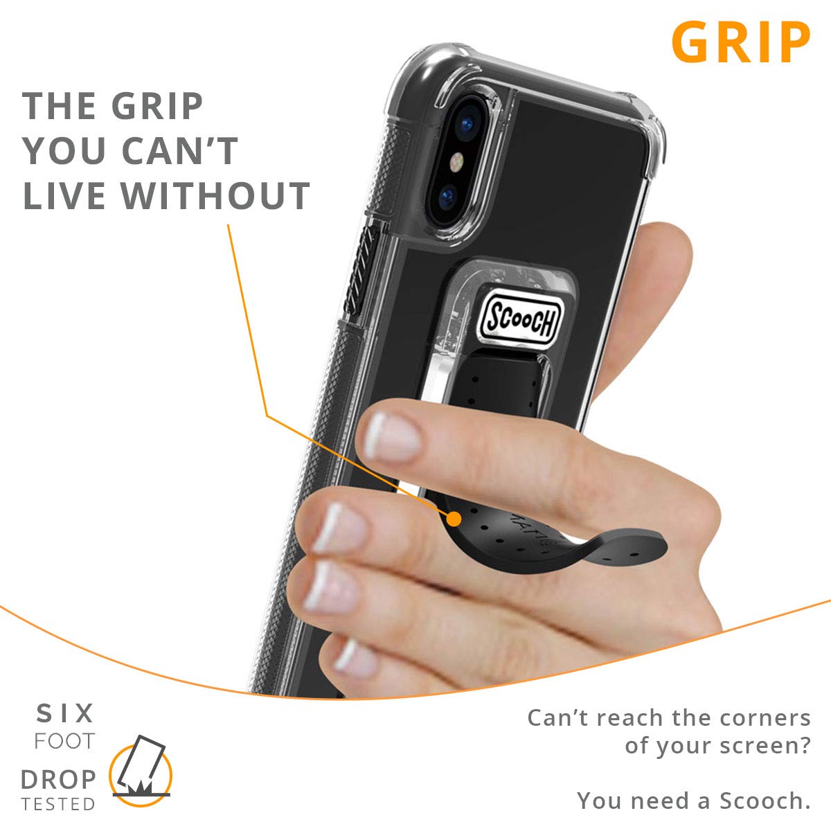 Scooch Wingman Kickstand Case for iPhone X/XS - 10ft Drop Protection, Two-Way Stand, Magnetic Car Mount Compatible - Clear Protective Phone Cover - Perfect for Travel, Work, and Hands-Free Viewing