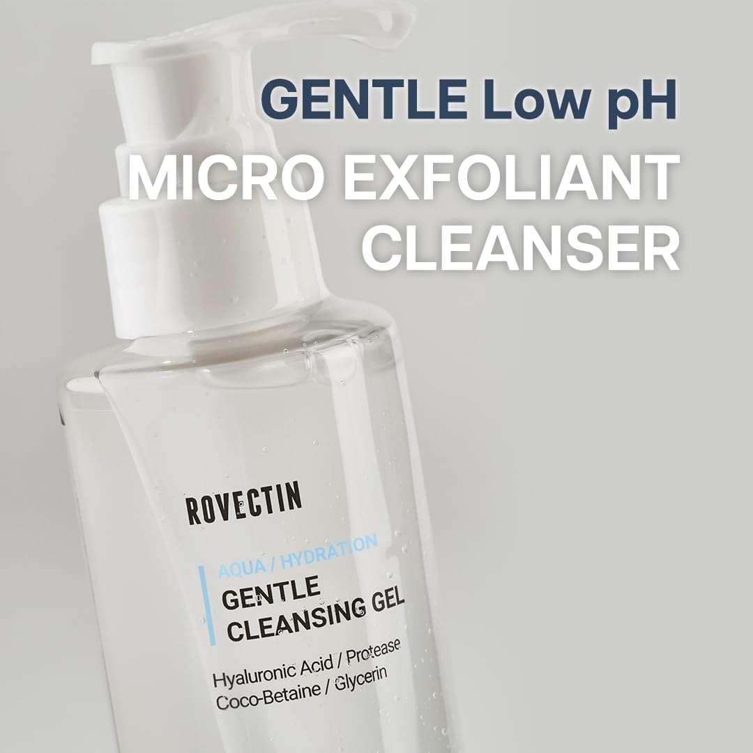 ROVECTIN Hydrating pH Balanced Cleanser for Sensitive Skin - Vegan Korean Skincare for Daily Face Wash