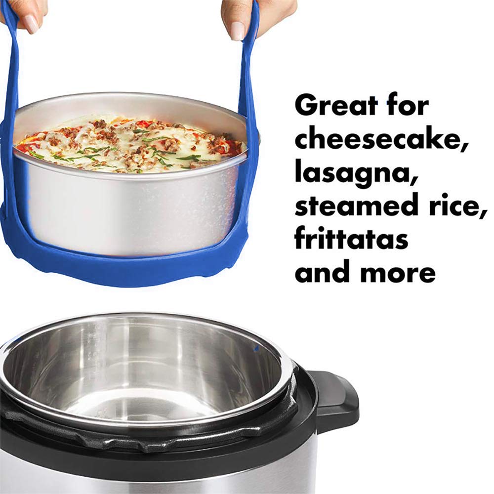 Silicone Pressure Cooker Sling for 6 Qt & 8 Qt Instant Pot, Ninja Foodi - BPA-Free Steamer Rack & Bakeware Lifter - Anti-Scalding Multi-Function Cooker Accessory (Blue) - Perfect for Steaming Eggs, Vegetables & Baking in Electric Pressure Cookers