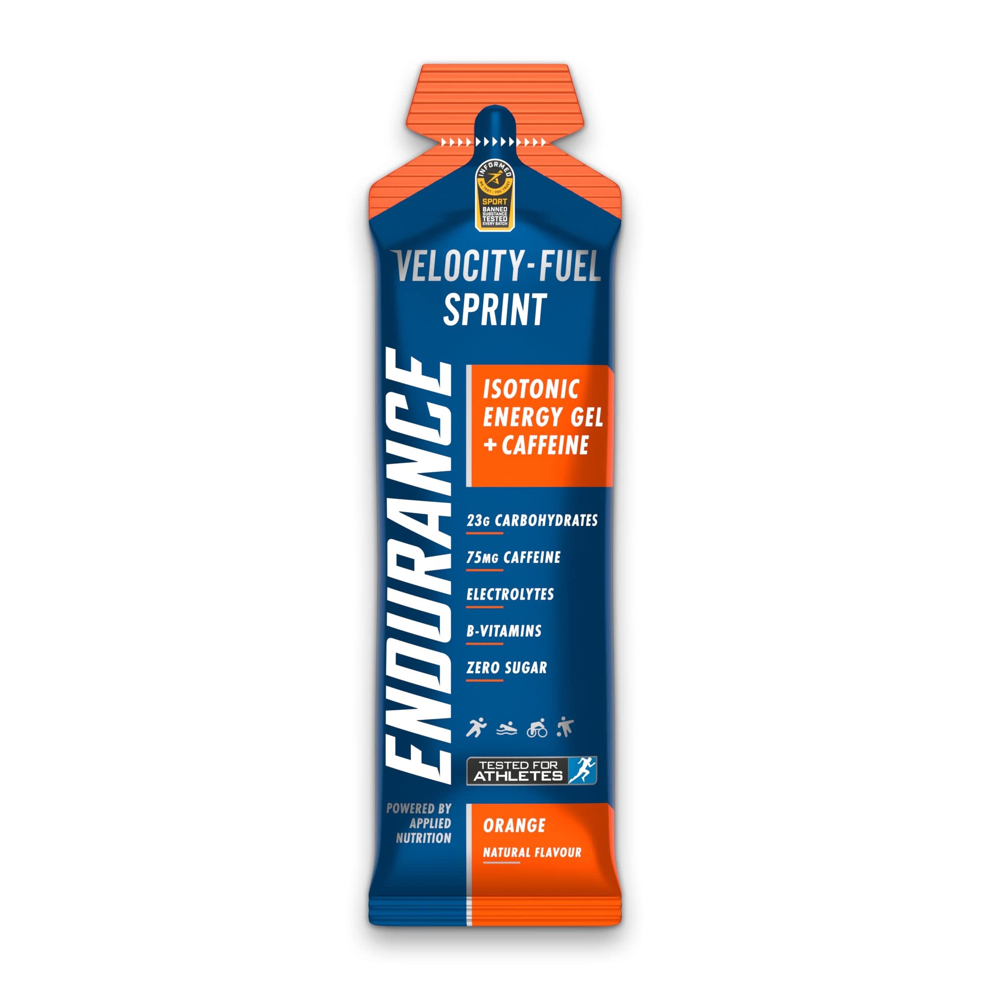 Applied Nutrition Endurance Sprint Isotonic Energy Gel with Caffeine - Orange Flavor (20 Pack x 60g) | Fast-Acting Sports Fuel for Running, Cycling & Marathon Training