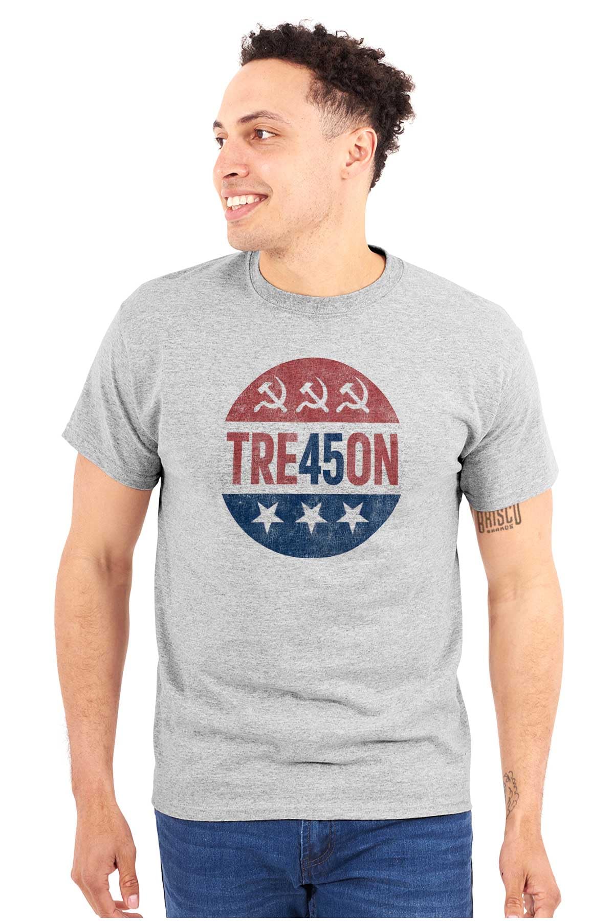Brisco Brands Tre45on Treason 45th President Trump Graphic T-Shirt for Men & Women - Political Statement Tee for Trump Supporters, Rallies & Patriotic Events