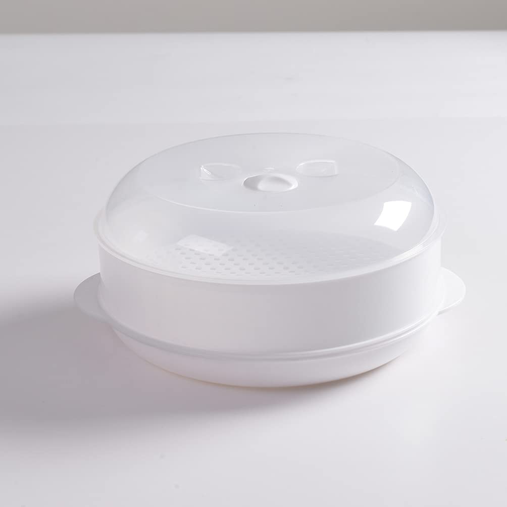 1pc Microwave Steamer with Lid - Miniature PP White Steam Rack for Vegetables, Dumplings & Food | BPA-Free, Dishwasher Safe | Perfect for Healthy Cooking, Meal Prep & Quick Reheating