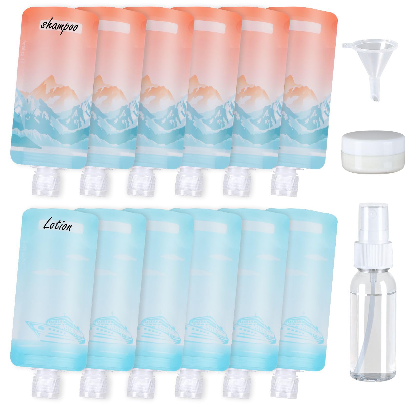 PACKISM 15-Pack 3oz Leak-Proof TSA Approved Travel Toiletry Bottles - Slim & Lightweight Space-Saving Containers for Shampoo, Conditioner, Lotion & Body Wash - Perfect for Air Travel, Camping & Gym Use