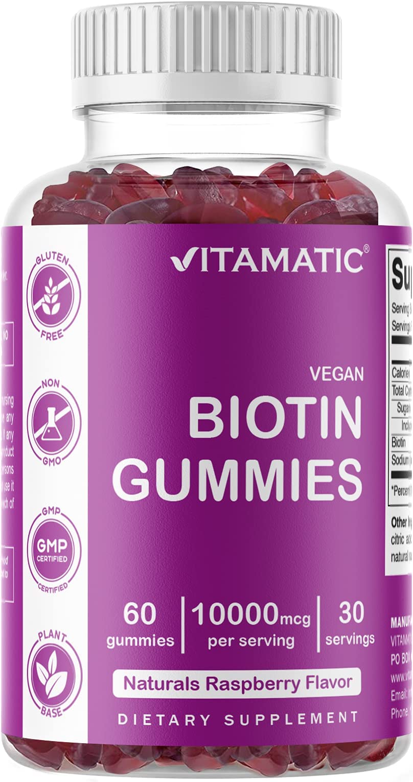 Vitamatic Magnesium Gummies & Biotin Gummies - 60 Vegan Gummy Bears per Bottle for Hair, Skin & Nails Support - Perfect for Daily Wellness Routine